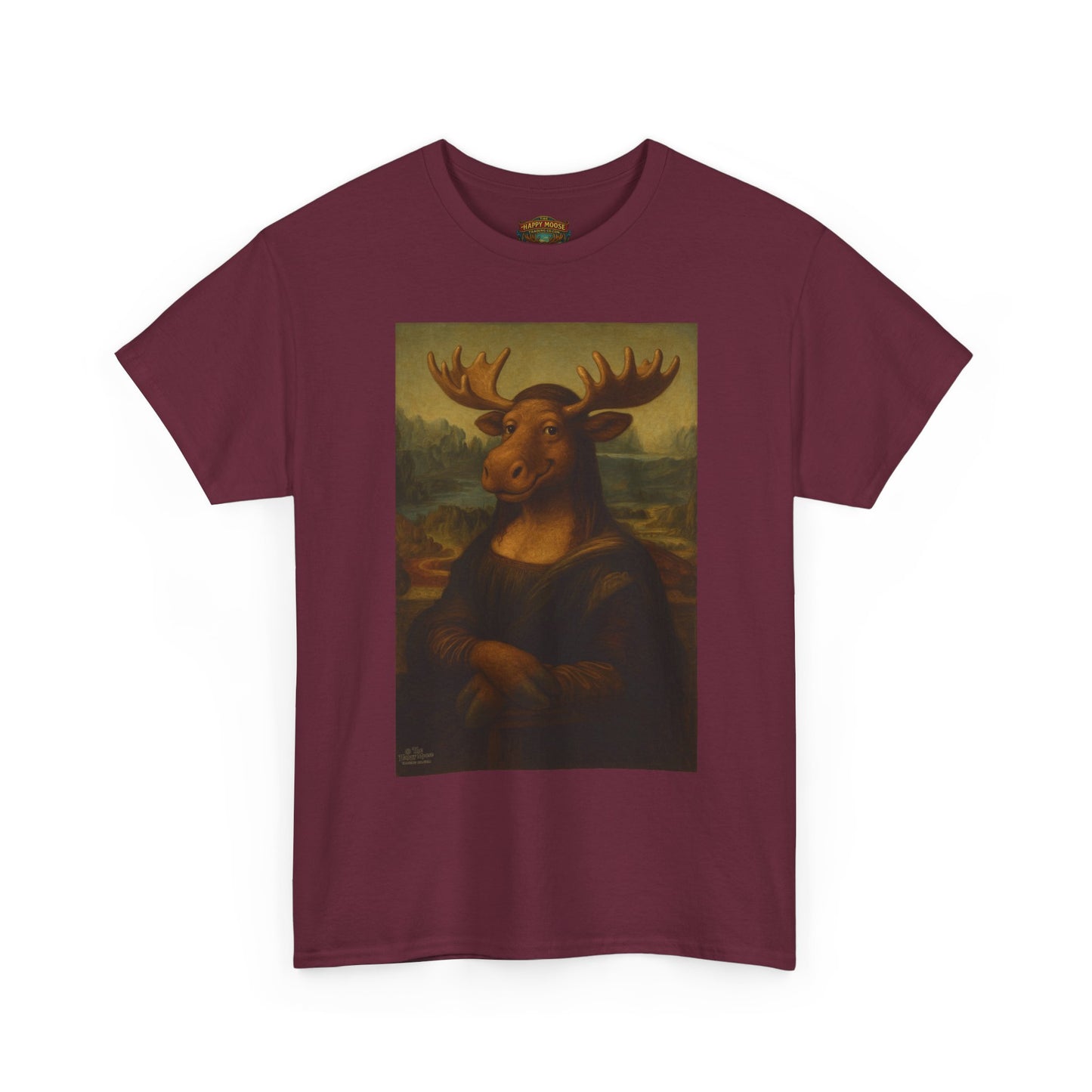 Mona Moose Tee — Funny Renaissance Moose Portrait T‑Shirt