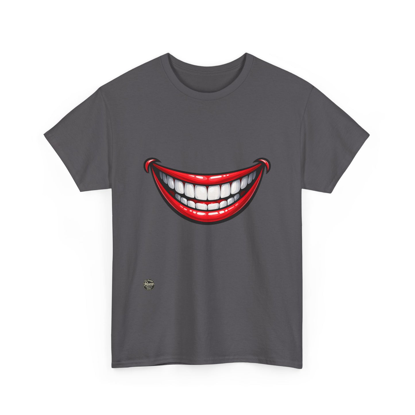 Smiling Joker Mouth Tee — Funny Red Grin Graphic T-Shirt