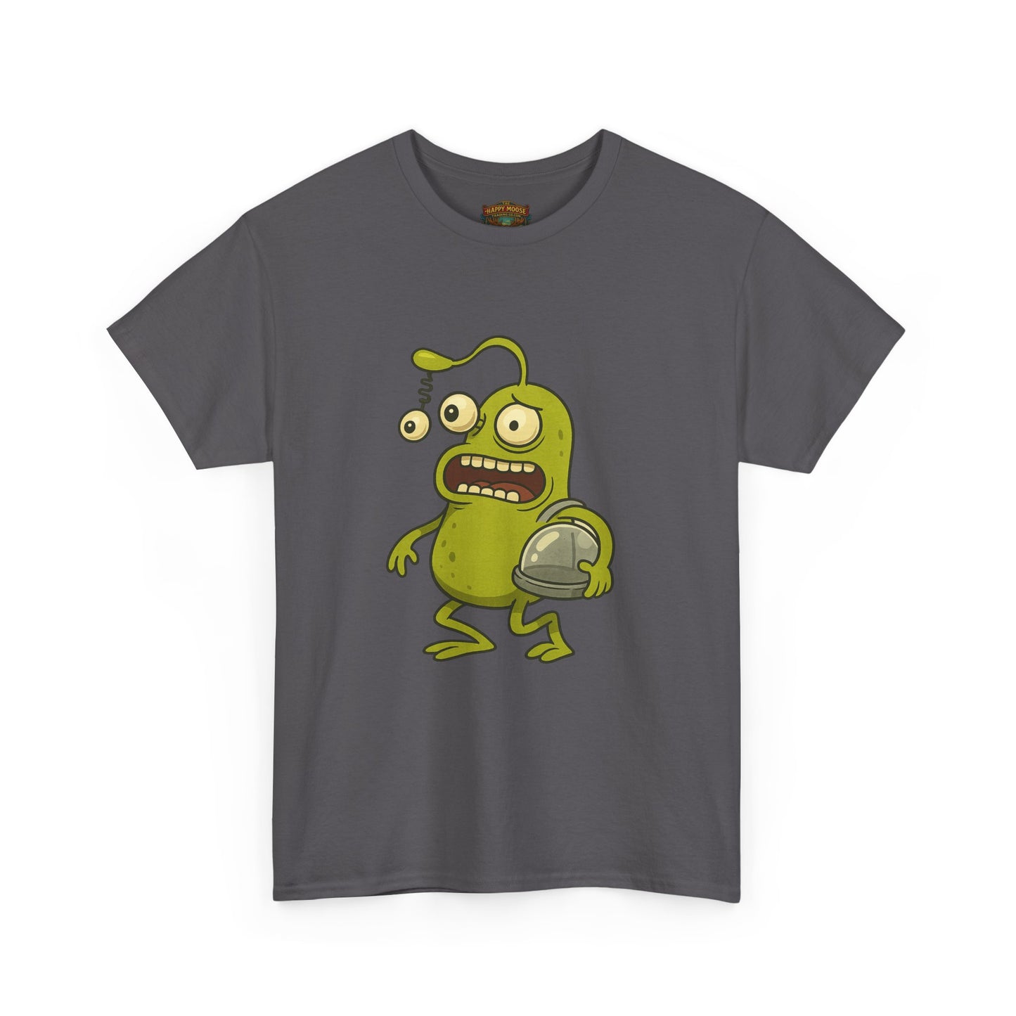 Green Alien Cartoon Tee | Funny Space Monster Illustration B