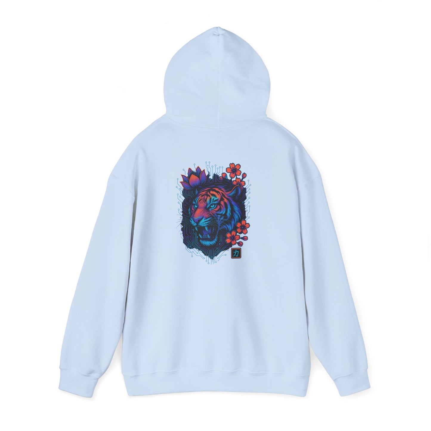 Neon Floral Tiger Hoodie — Artistic Bold Tiger Portrait Sweatshirt