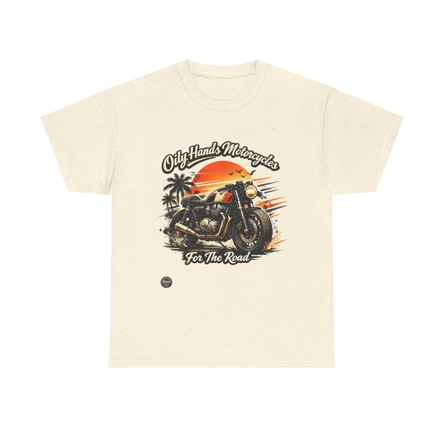 Oily Hands Motorcycle Sunset Tee — "Only Hands Motorcycles For The Road" Riding T-Shirt #001 E