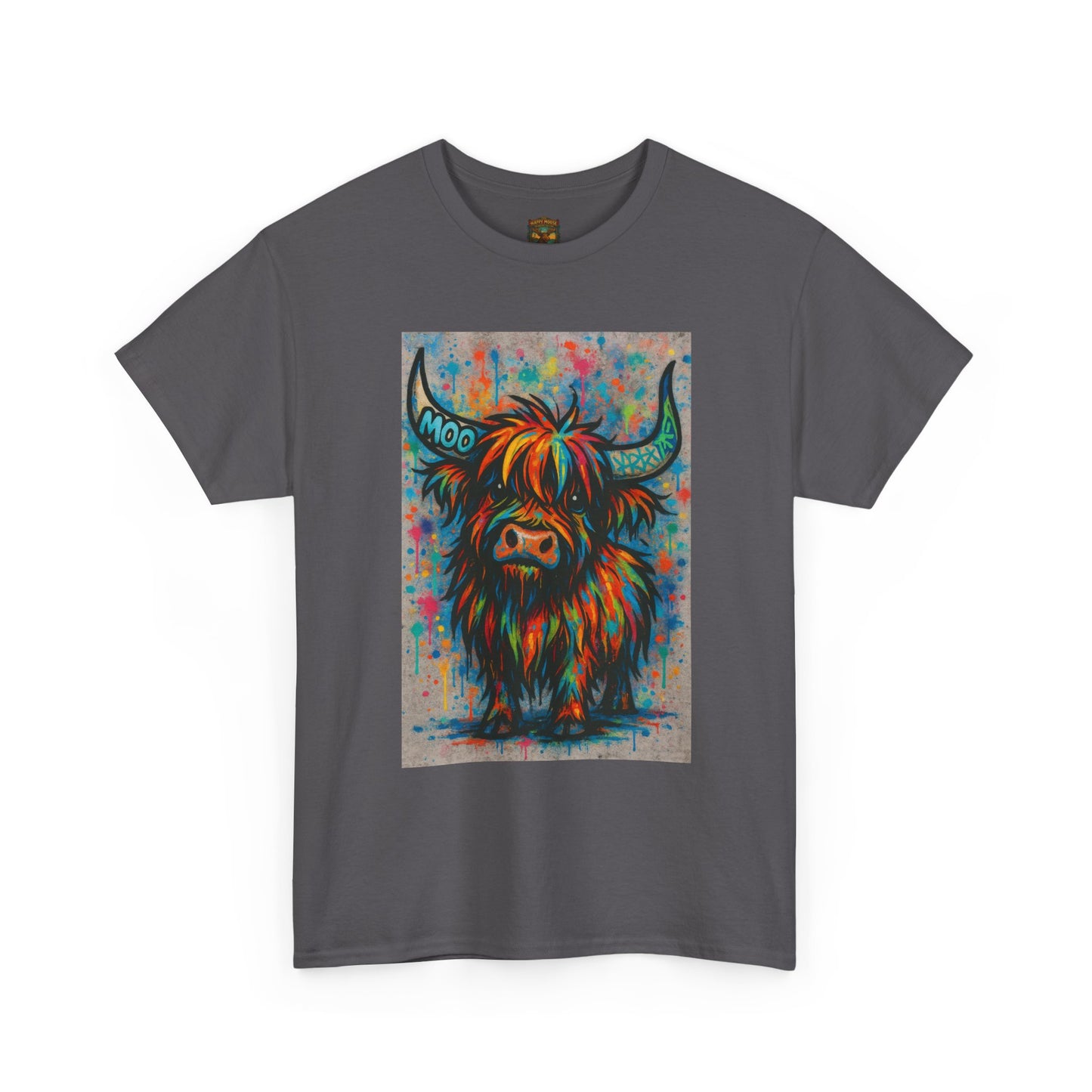 Psychedelic Highland Cow T-Shirt | Retro Rainbow Cow Art 8