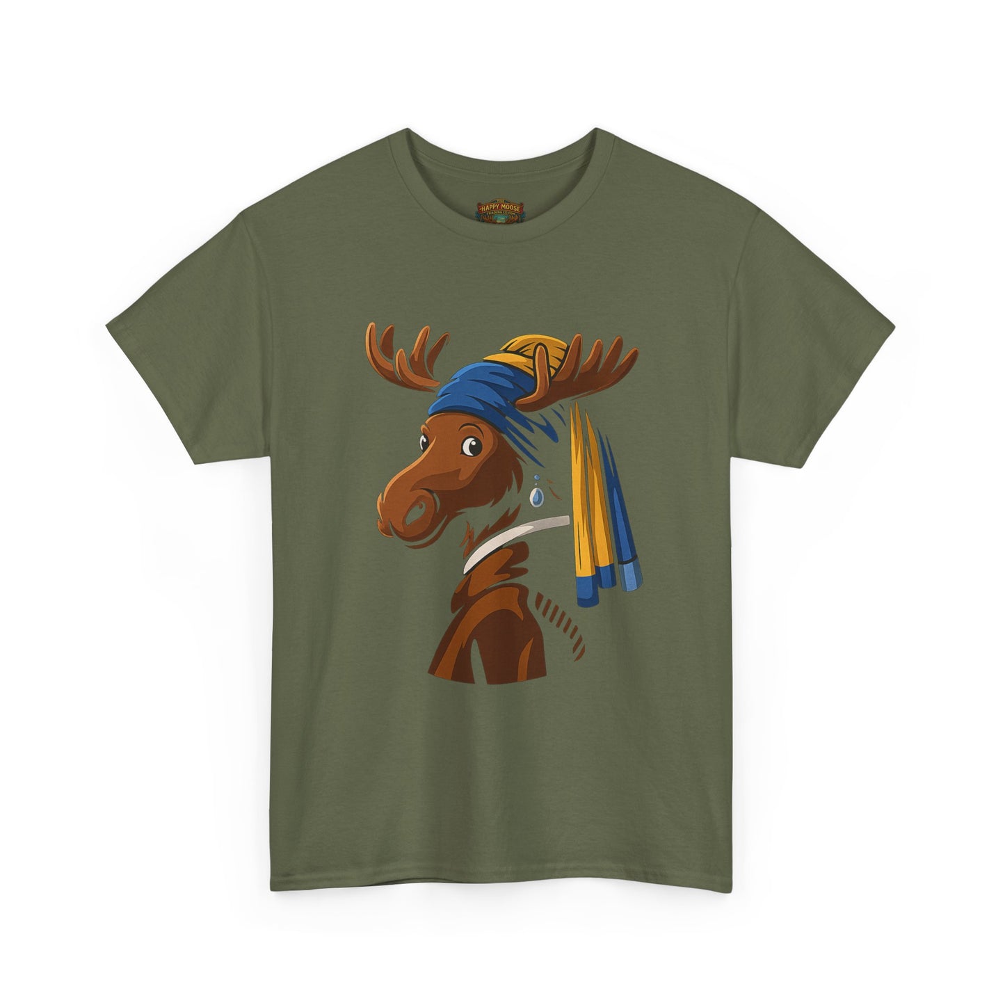 The Moose With The Pearl Earring Graphic Tee — Playful Moose with Headwrap T-Shirt