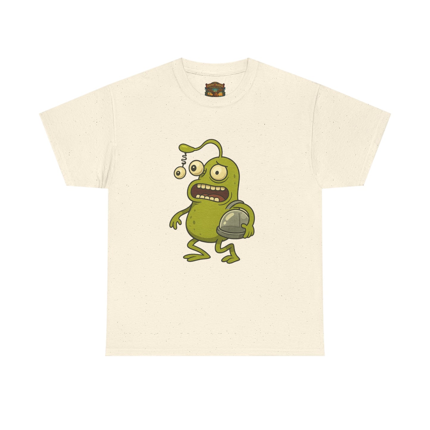 Green Alien Cartoon Tee | Funny Space Monster Illustration B