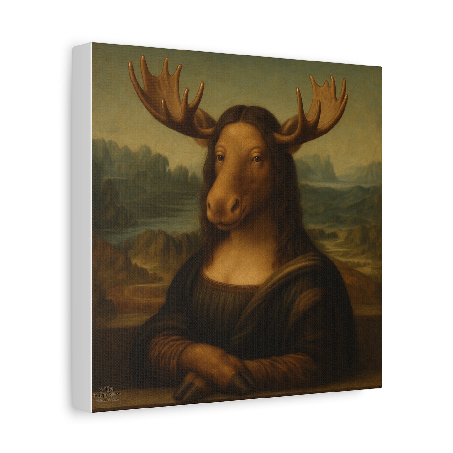 Mona Moose Canvas Print — Whimsical Animal Renaissance Wall Art