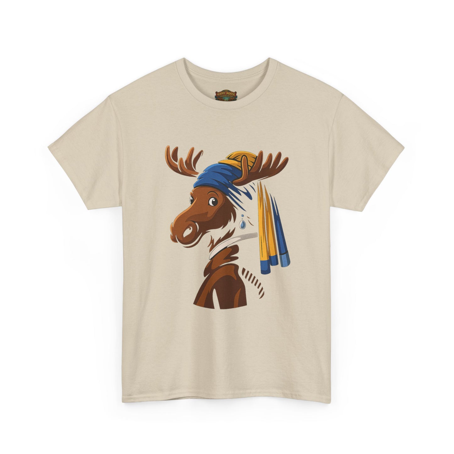The Moose With The Pearl Earring Graphic Tee — Playful Moose with Headwrap T-Shirt