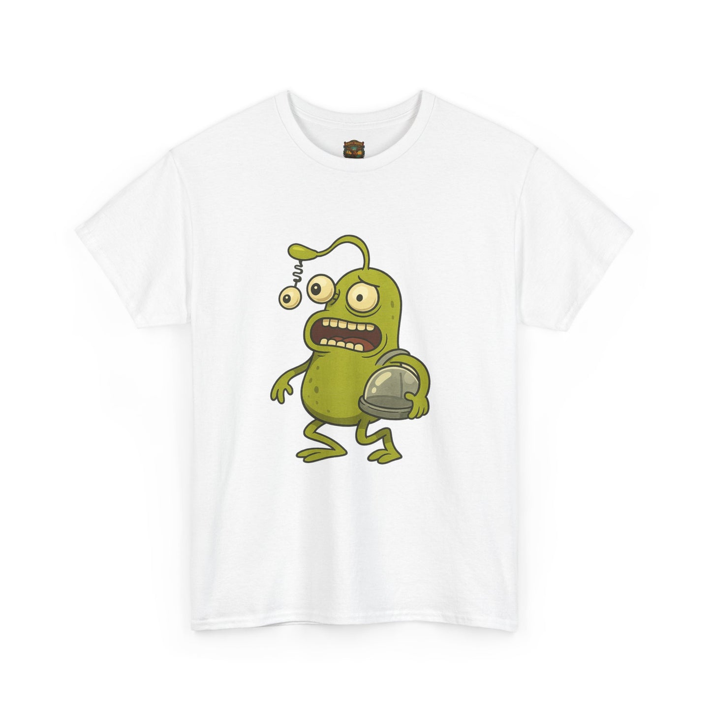 Green Alien Cartoon Tee | Funny Space Monster Illustration B