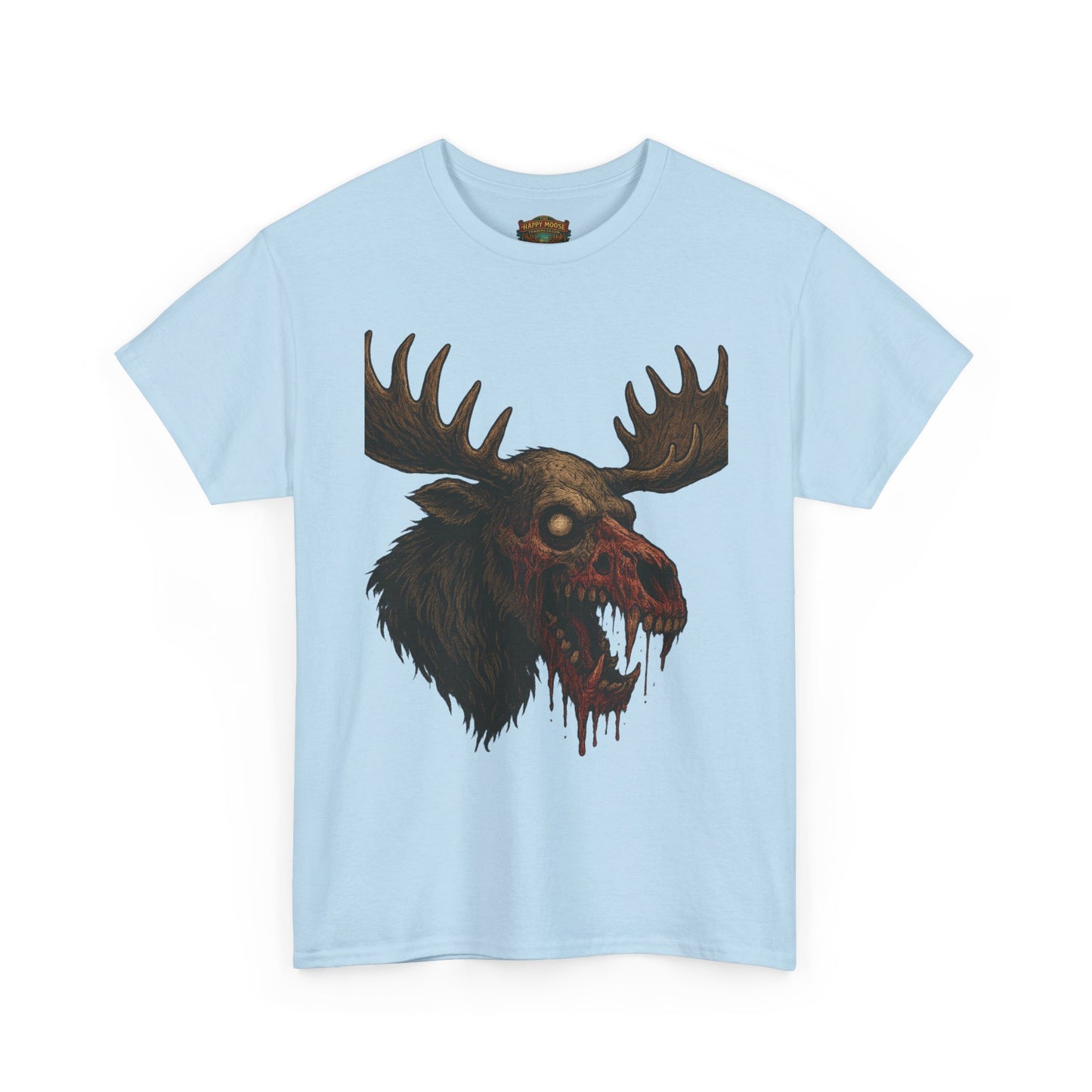 Horror Moose Skull Tee — Creepy Dripping Monster Head Graphic T-Shirt