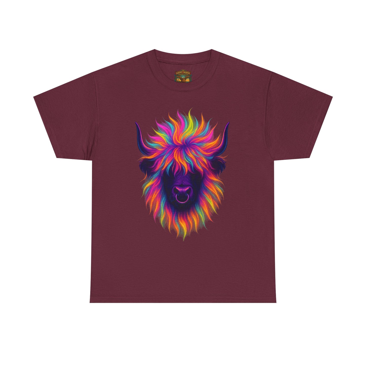 Colorful Highland Cow T-Shirt — Vibrant Rainbow Yak Graphic Tee