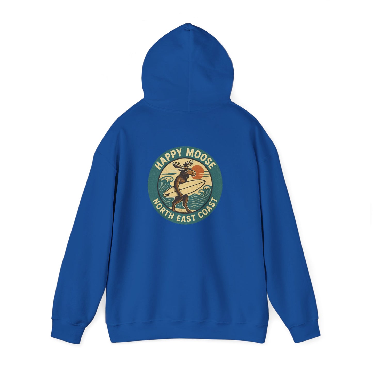 Moose Surf Hoodie – "Happy Moose North East Coast" Retro Surf Graphic