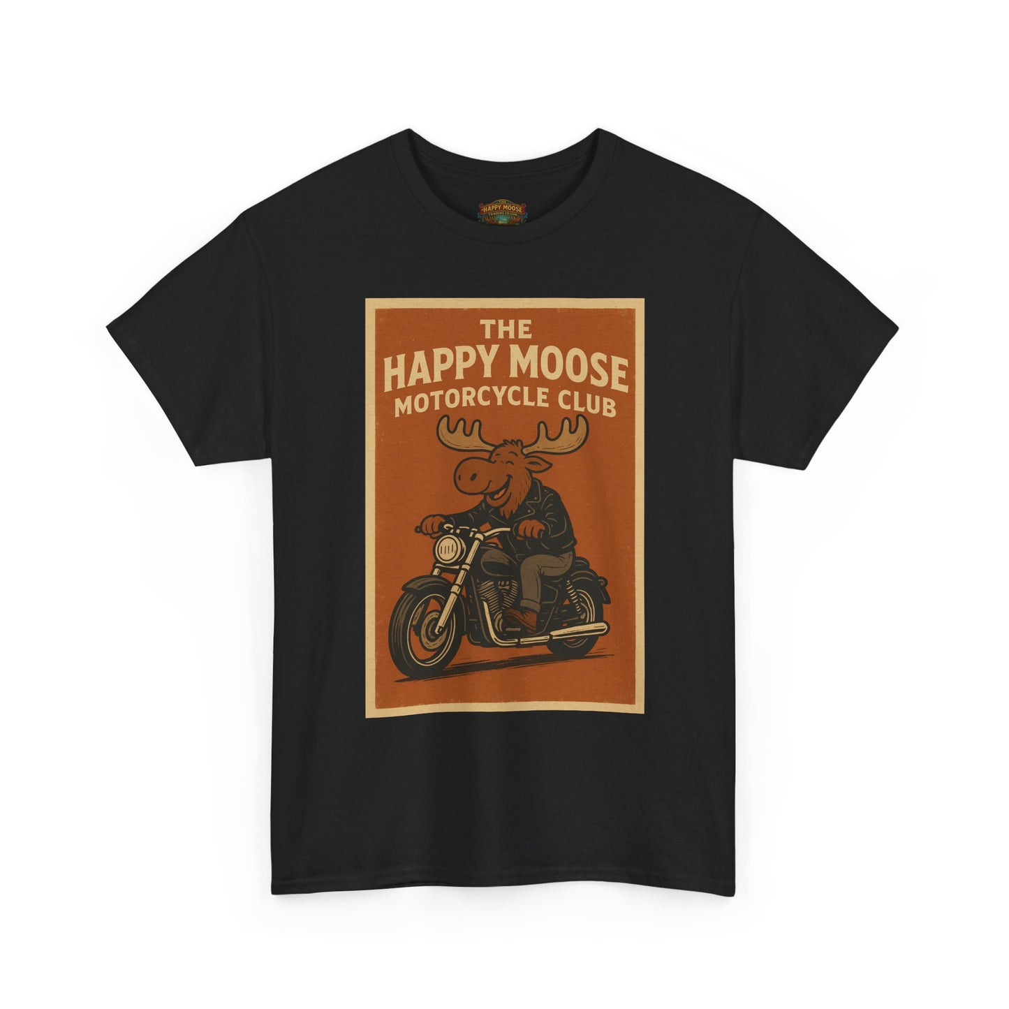 Happy Moose Motorcycle Club T-Shirt | Moose Biker Graphic