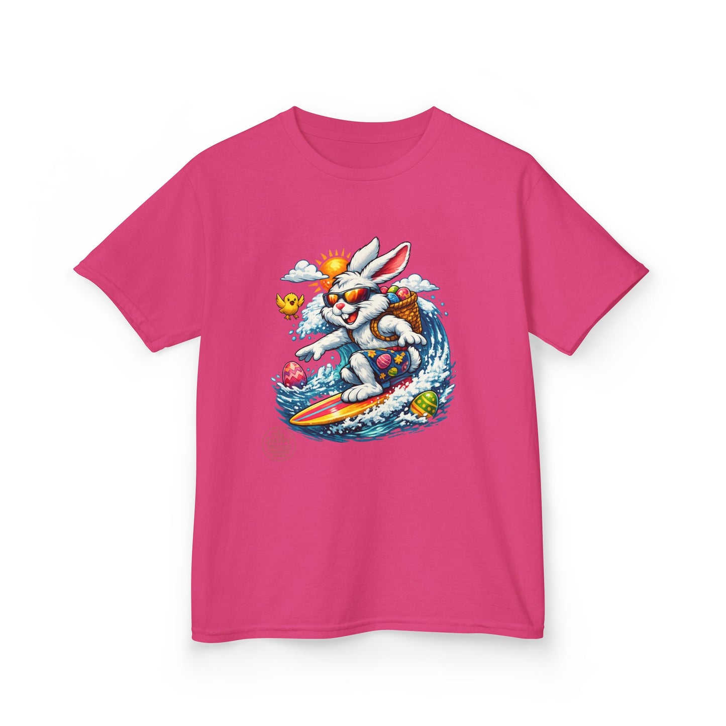 Kids Surfing Easter Bunny T-Shirt — Cute Surfboard Bunny Graphic Tee