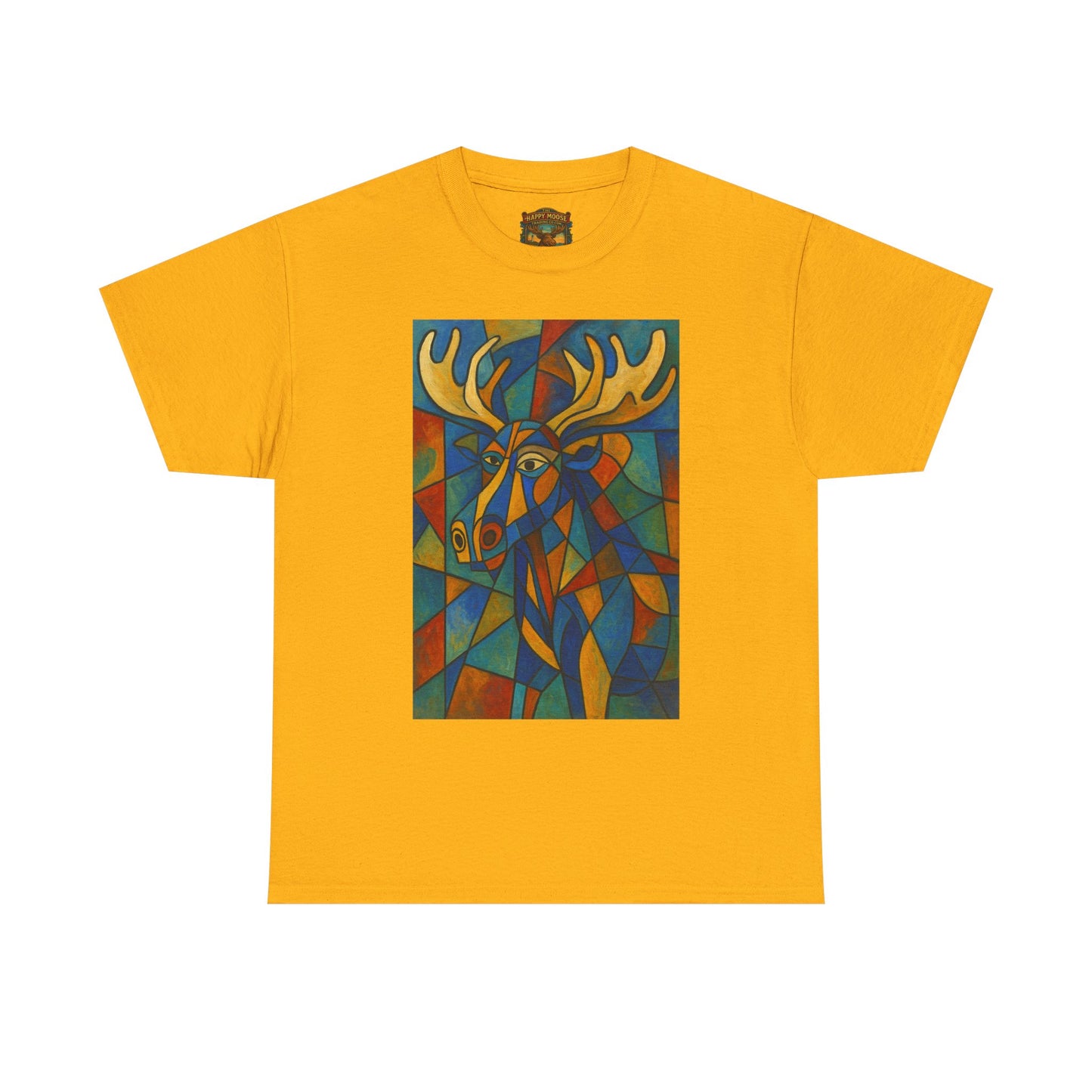 Picasso Moose T‑Shirt — Colorful Geometric Woodland Art Tee