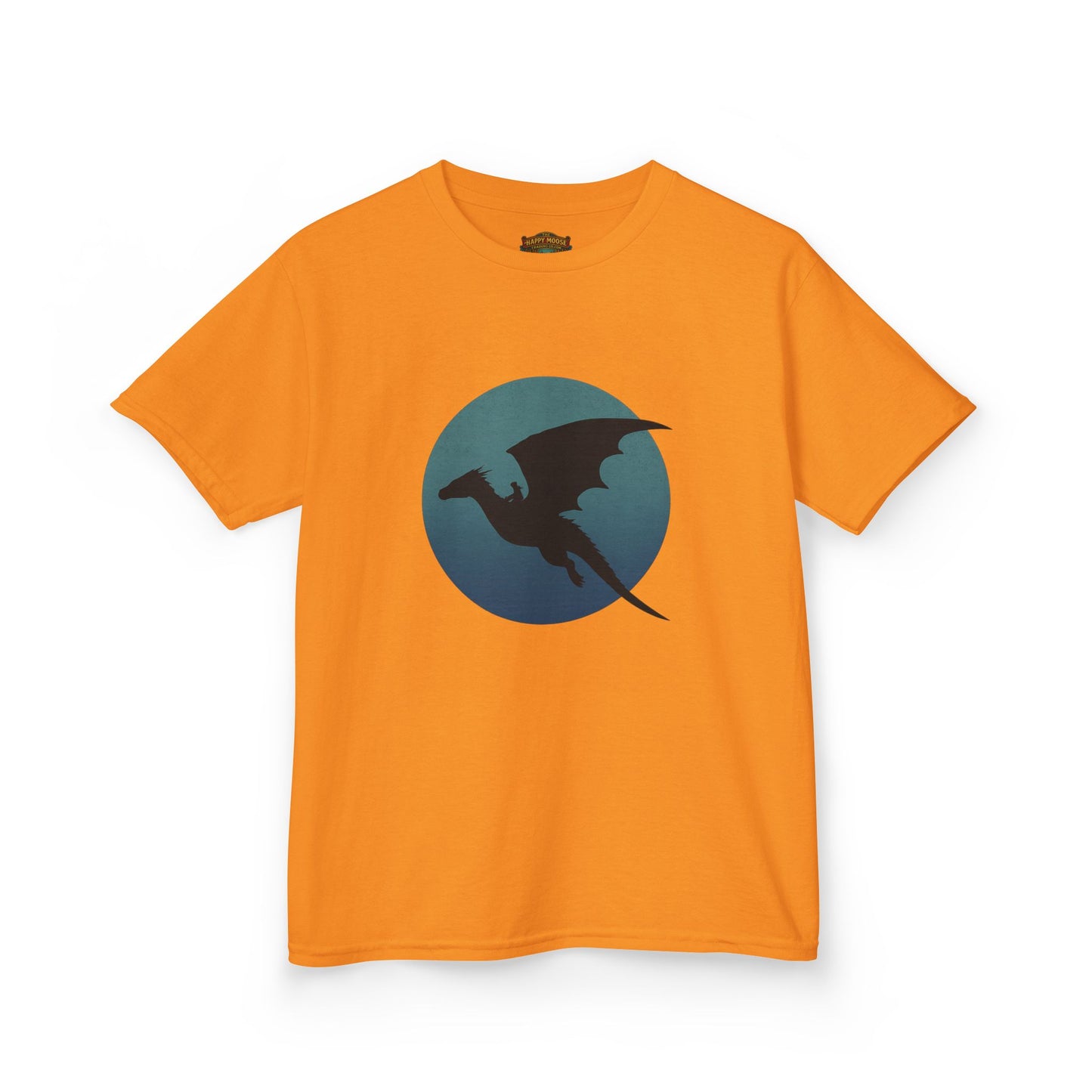 Kids Dragon Silhouette Tee — Fantasy Dragon Circle Graphic Shirt