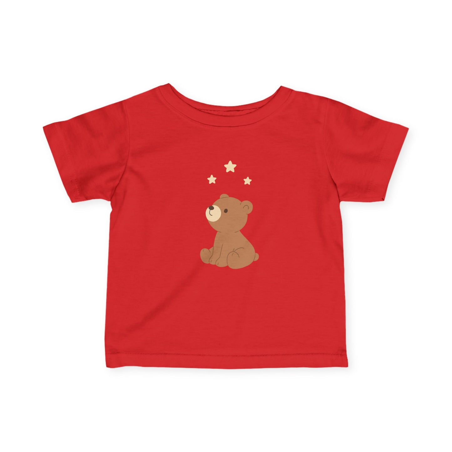Infant Tee — Cute Sitting Teddy Bear with Stars Baby Shirt