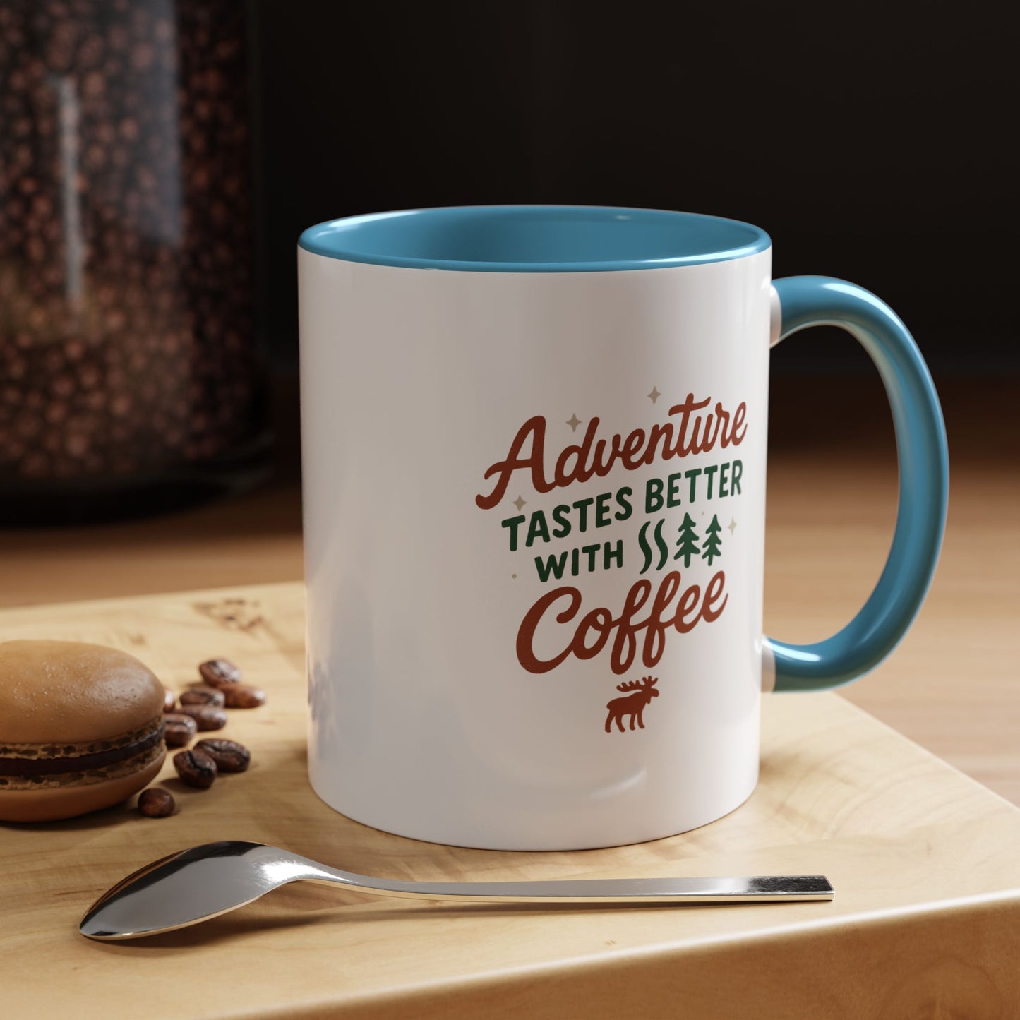 Adventure Tastes Better With Coffee Mug — "Adventure Tastes Better with Coffee" Rustic Outdoor Camper Gift (11/15oz)