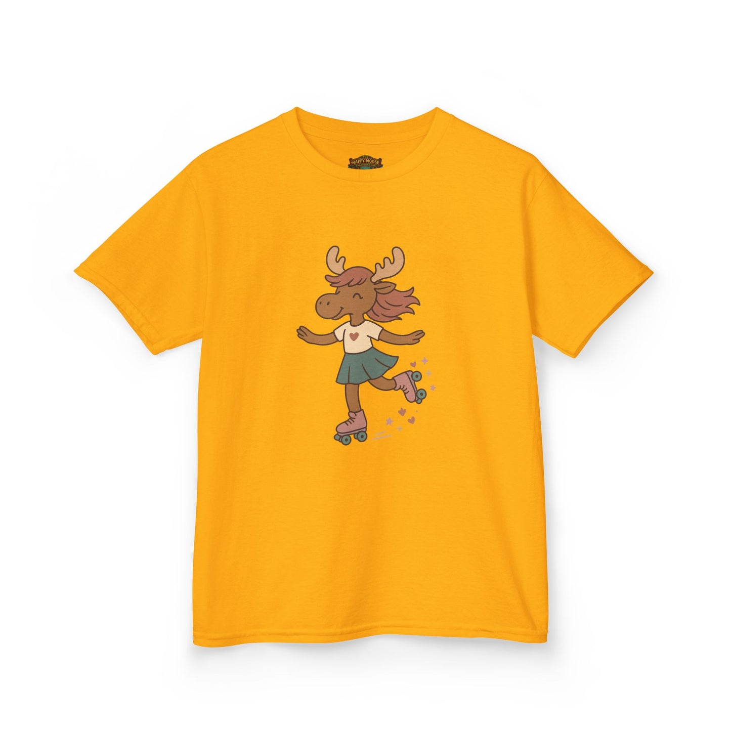 Kids Tee — Cute Roller-Skating Moose Girl Graphic