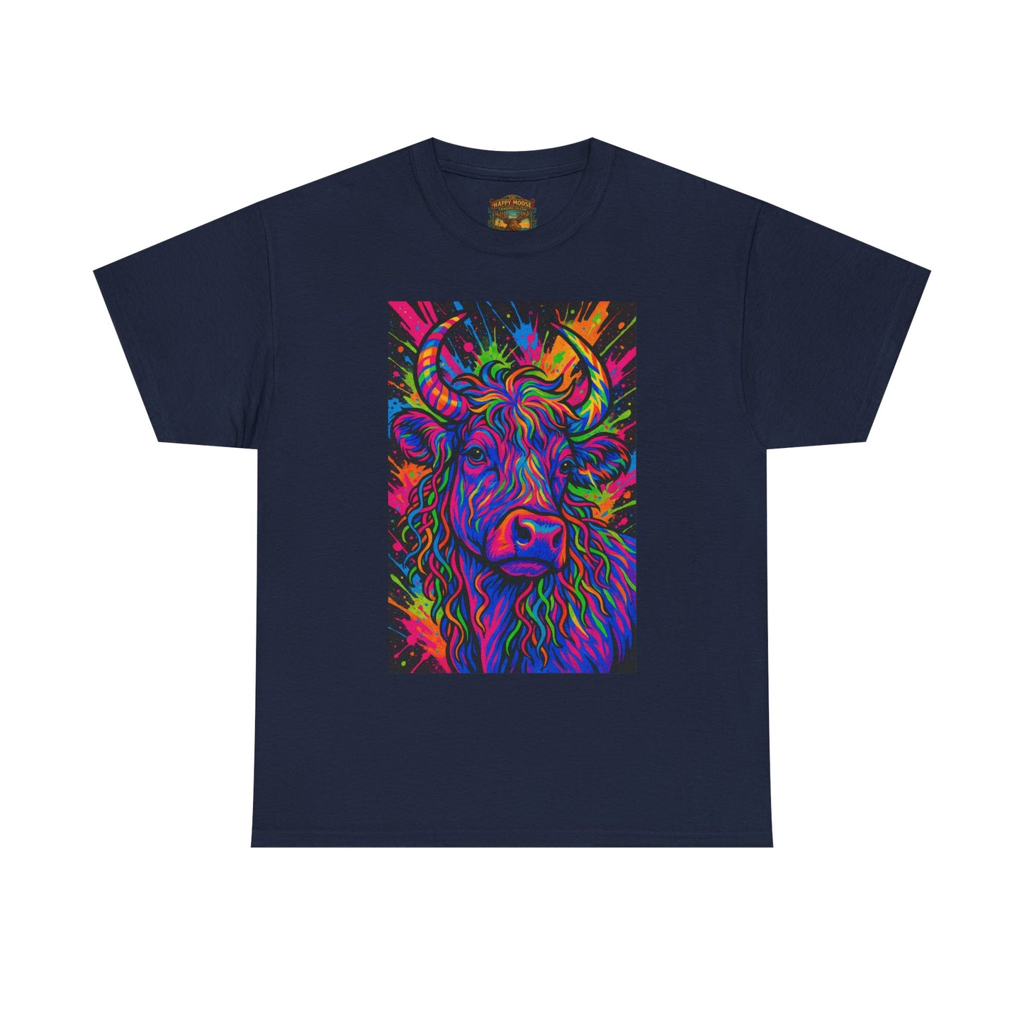 Psycadelic Highland Cow T-Shirt | Retro Rainbow Cow Art 1