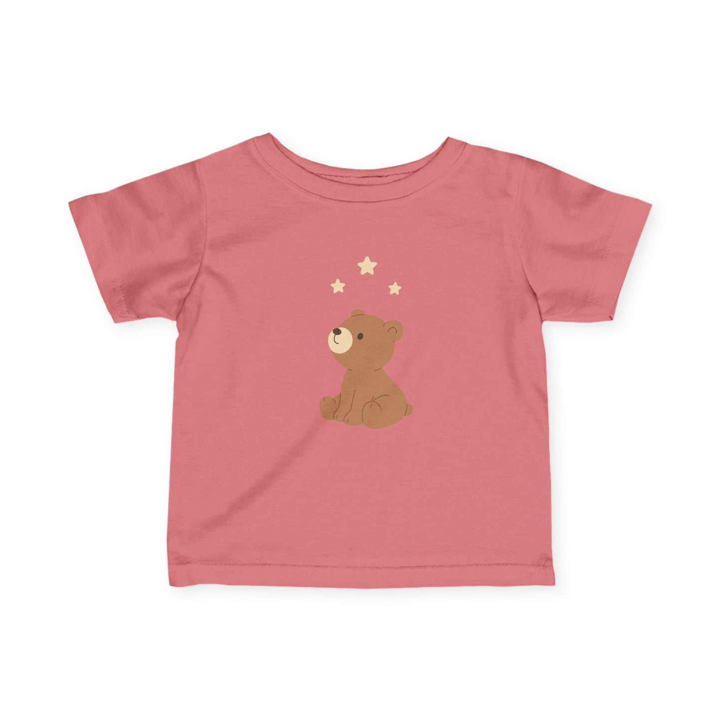 Infant Tee — Cute Sitting Teddy Bear with Stars Baby Shirt