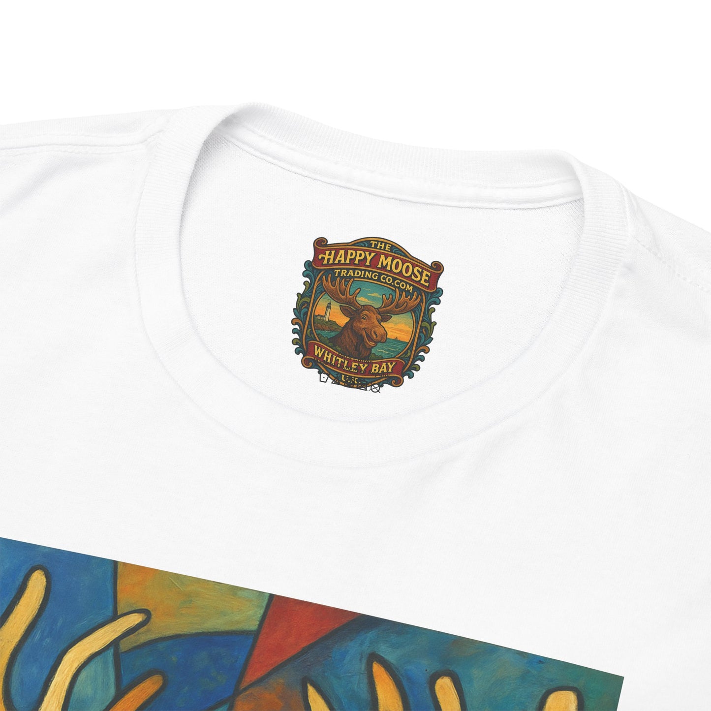 Picasso Moose T‑Shirt — Colorful Geometric Woodland Art Tee