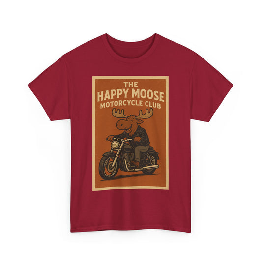 "Ride with style in the Happy Moose Motorcycle Club T-Shirt. Premium comfort, bold biker design—perfect for riders & fans alike."
