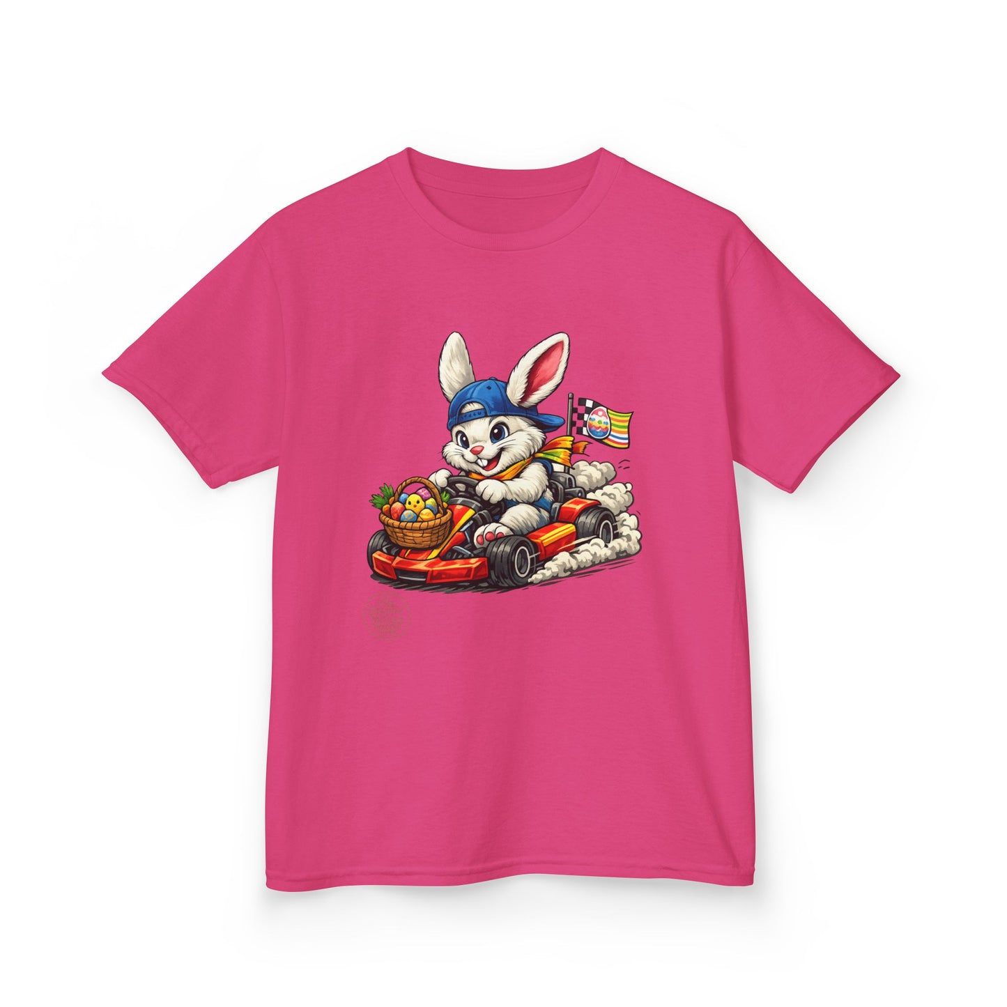 Kids Bunny Go-Kart Tee – Easter Bunny Racing with Candy Basket