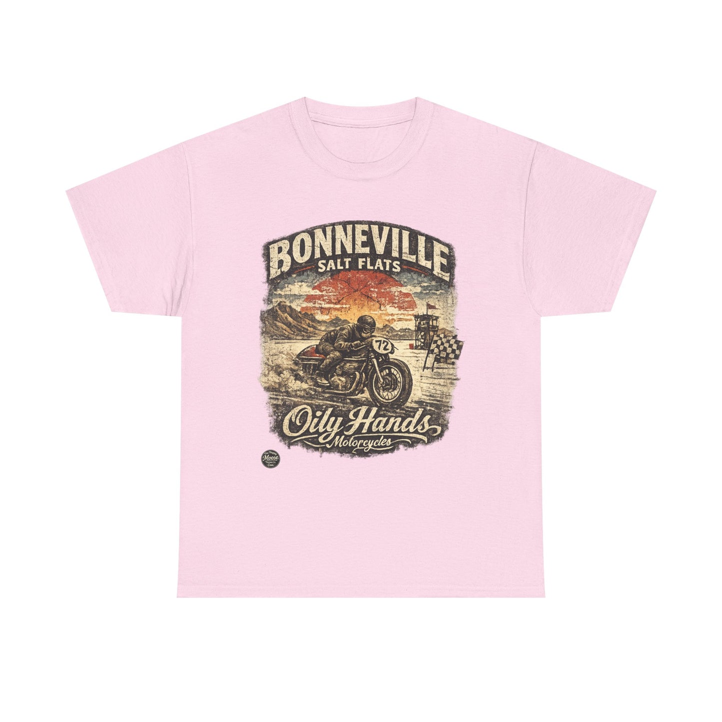 Oily Hands Bonneville Salt Flats Motorcycle Tee — Vintage Racing T-Shirt #006 E