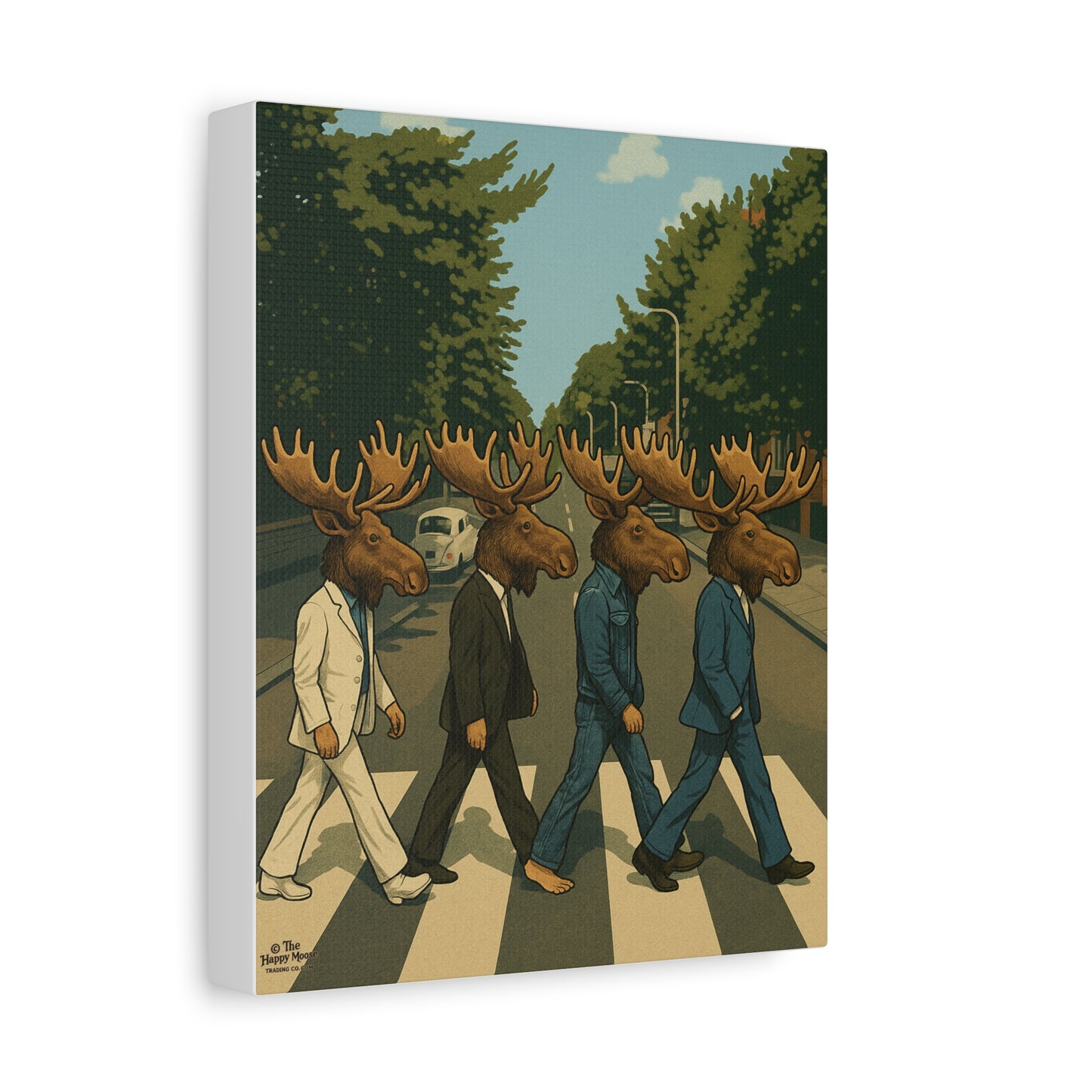 Moose Crossing Canvas Print — Retro Abbey Road Parody Wall Art