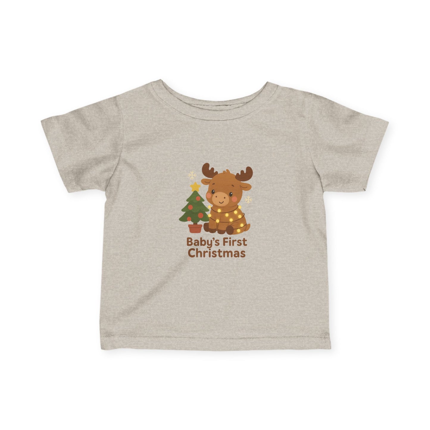 Baby's First Christmas Infant Tee — Cute Reindeer & Tree Holiday Shirt