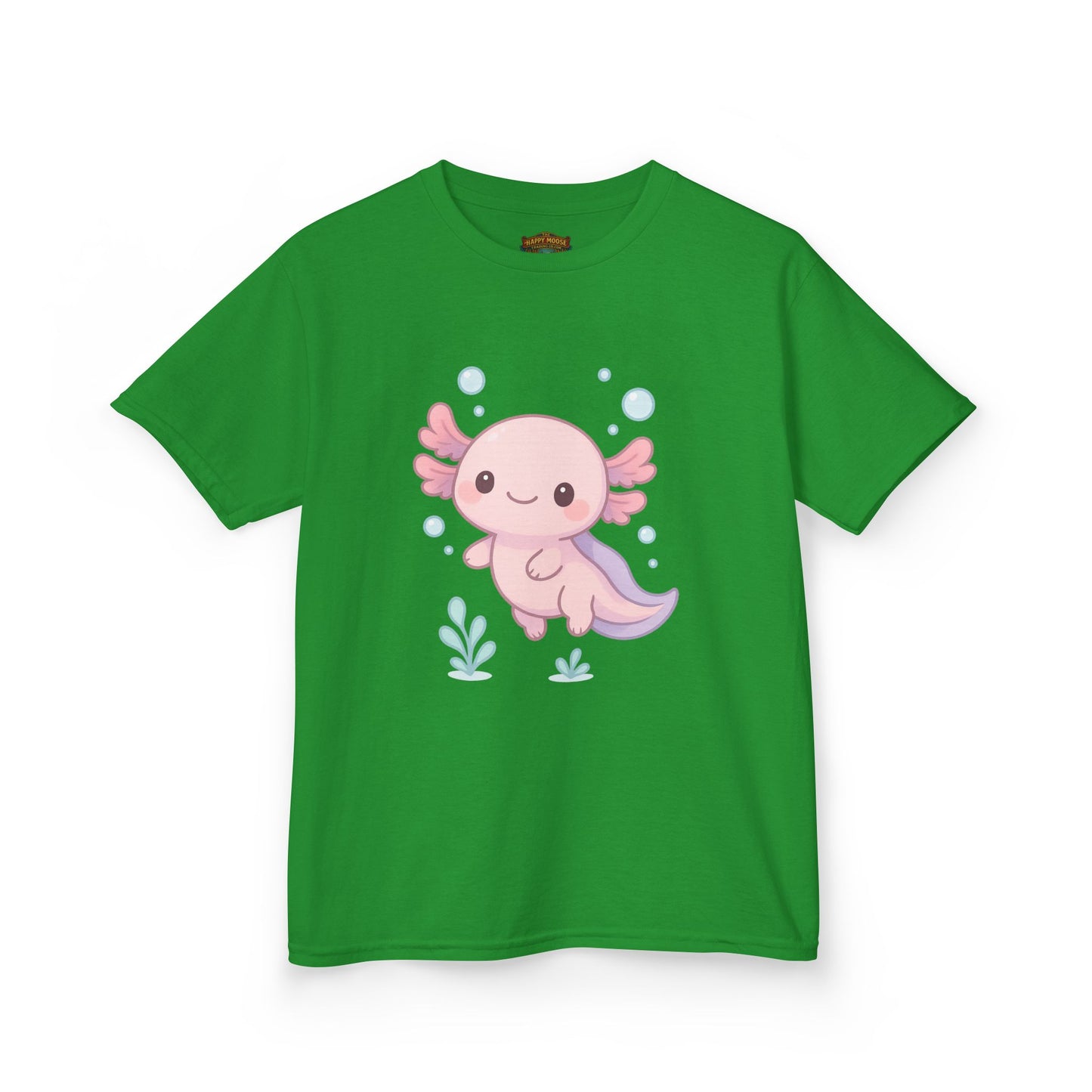 Kids Axolotl T‑Shirt — Cute Pink Axolotl Cartoon Tee for Kids
