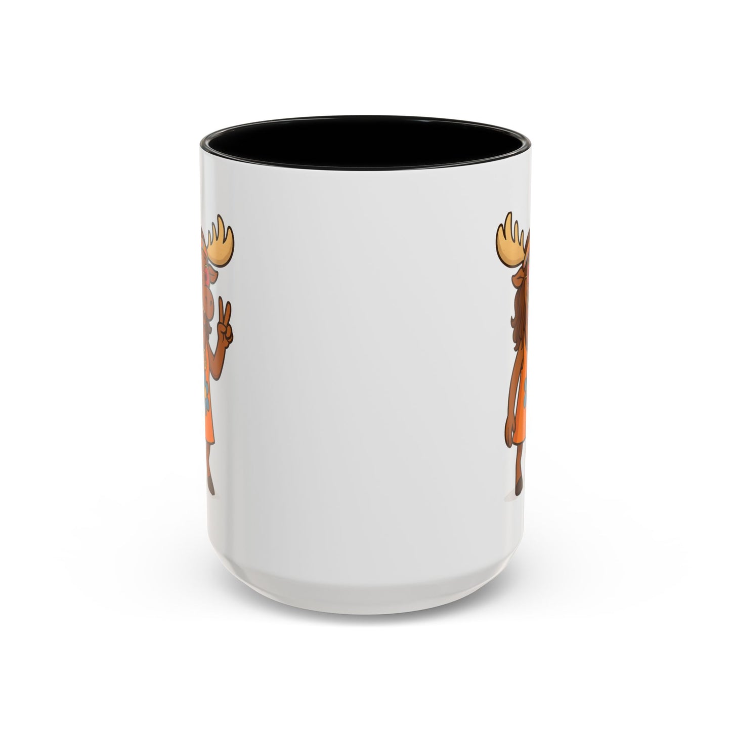 Hippie Moose Coffee Mug — Peace Sign Retro Moose Accent Mug (11/15oz)