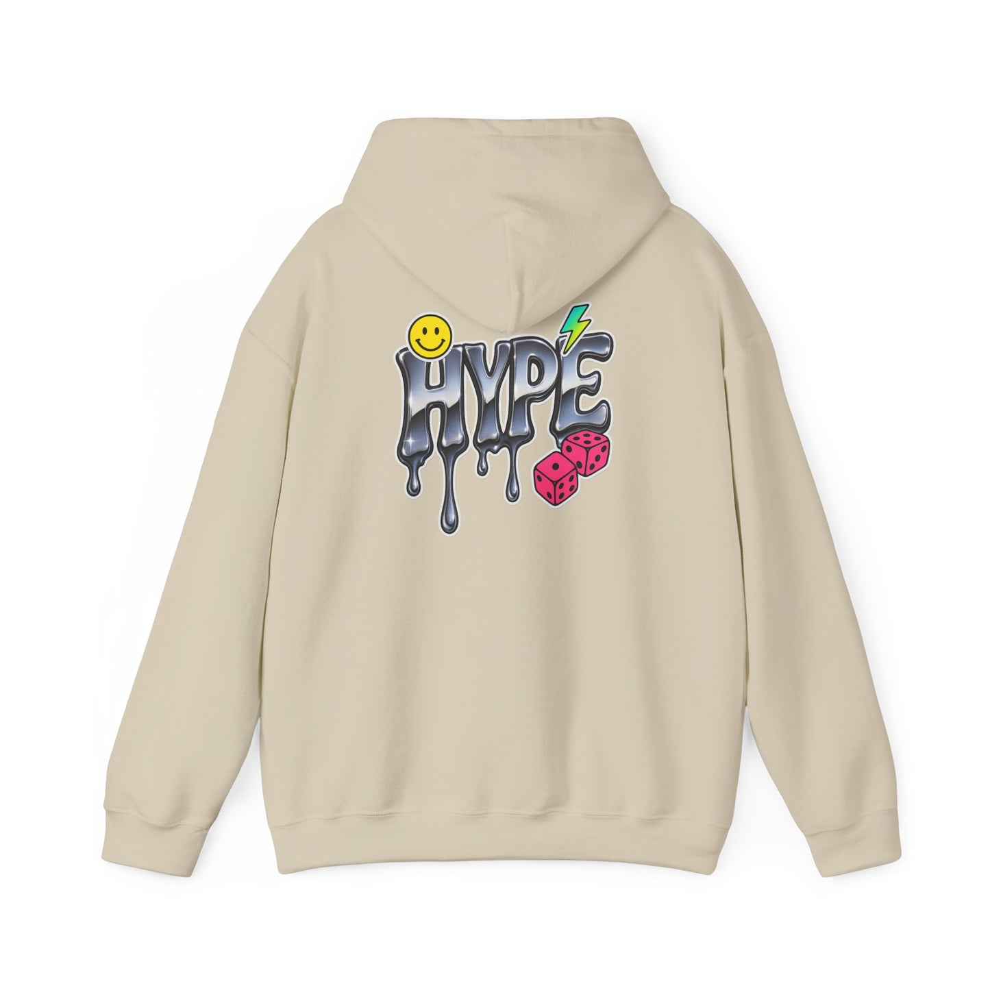 Hype Drip Hoodie — Graphic Streetwear Sweatshirt with Smiley & Dice