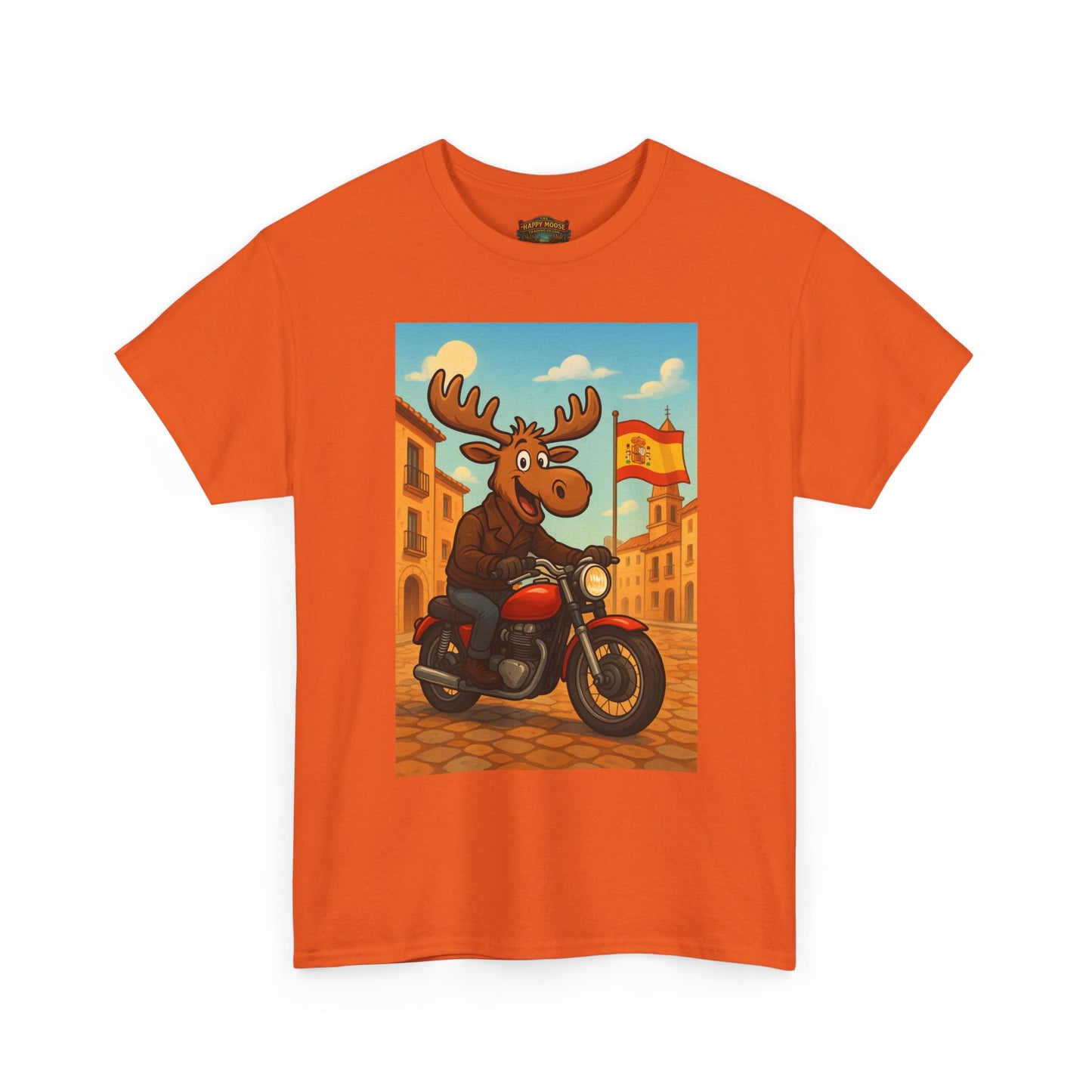 Happy Moose on a Motorcycle T-Shirt | Vintage Biker Animal Tee