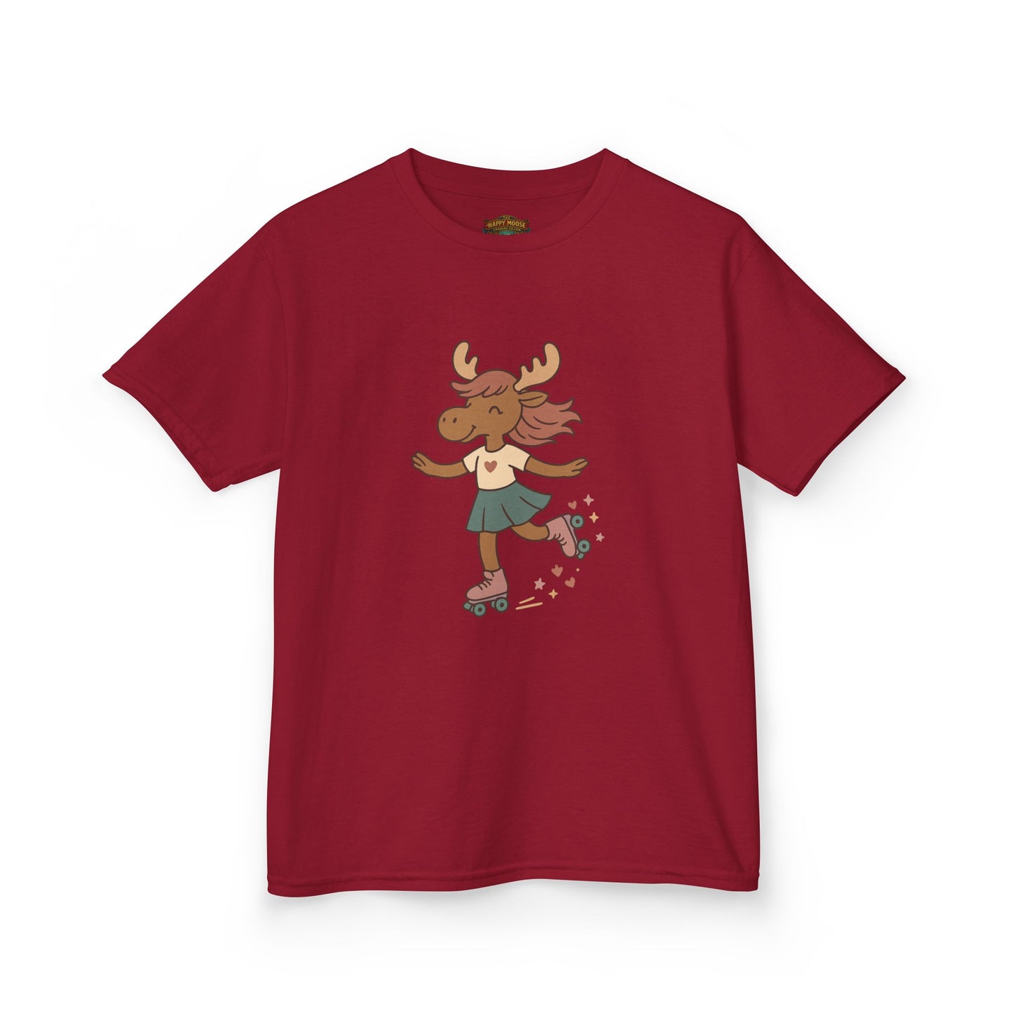 Kids Tee — Cute Roller-Skating Moose Girl Graphic