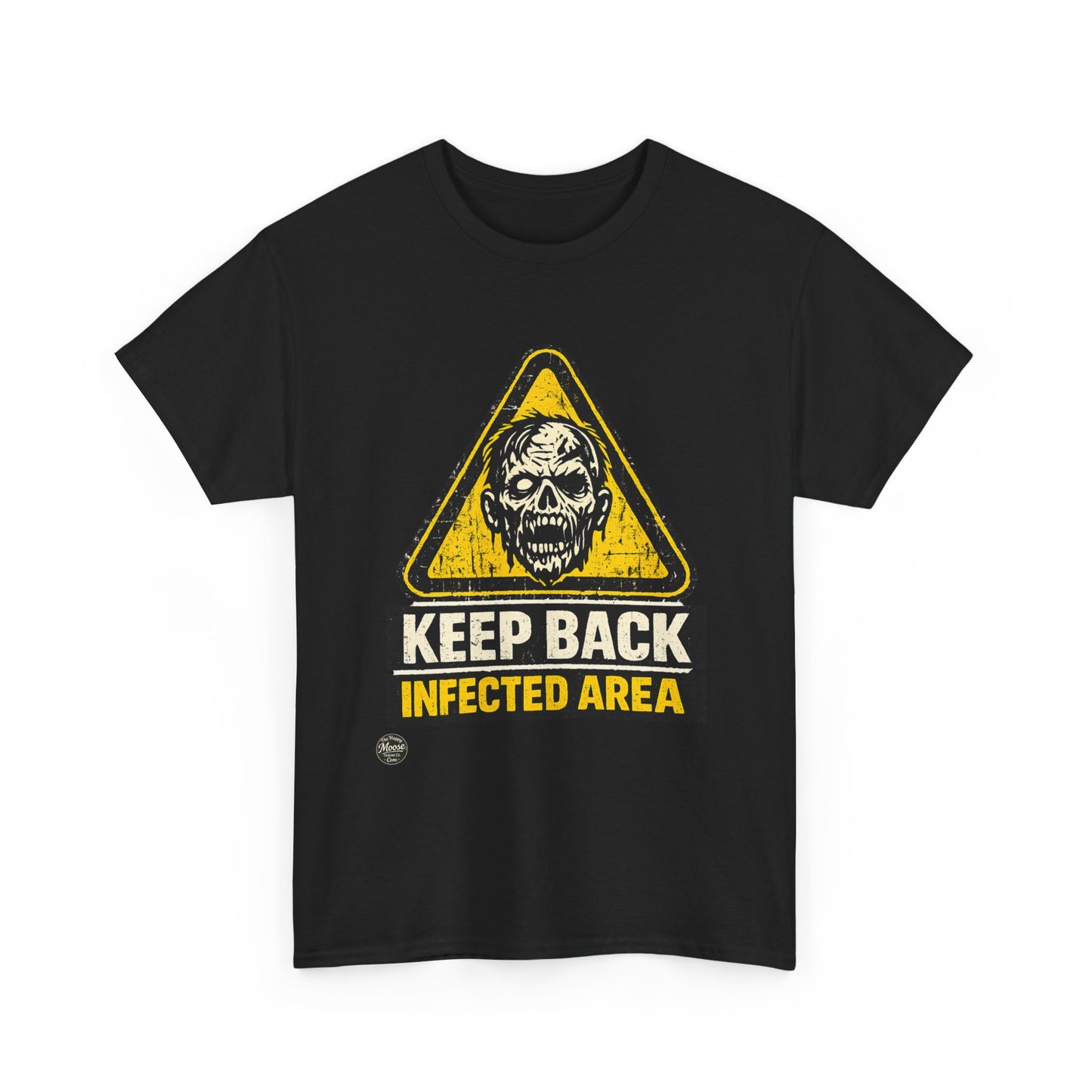 Zombie Warning Tee — "Keep Back Infected Area" Graphic T-Shirt
