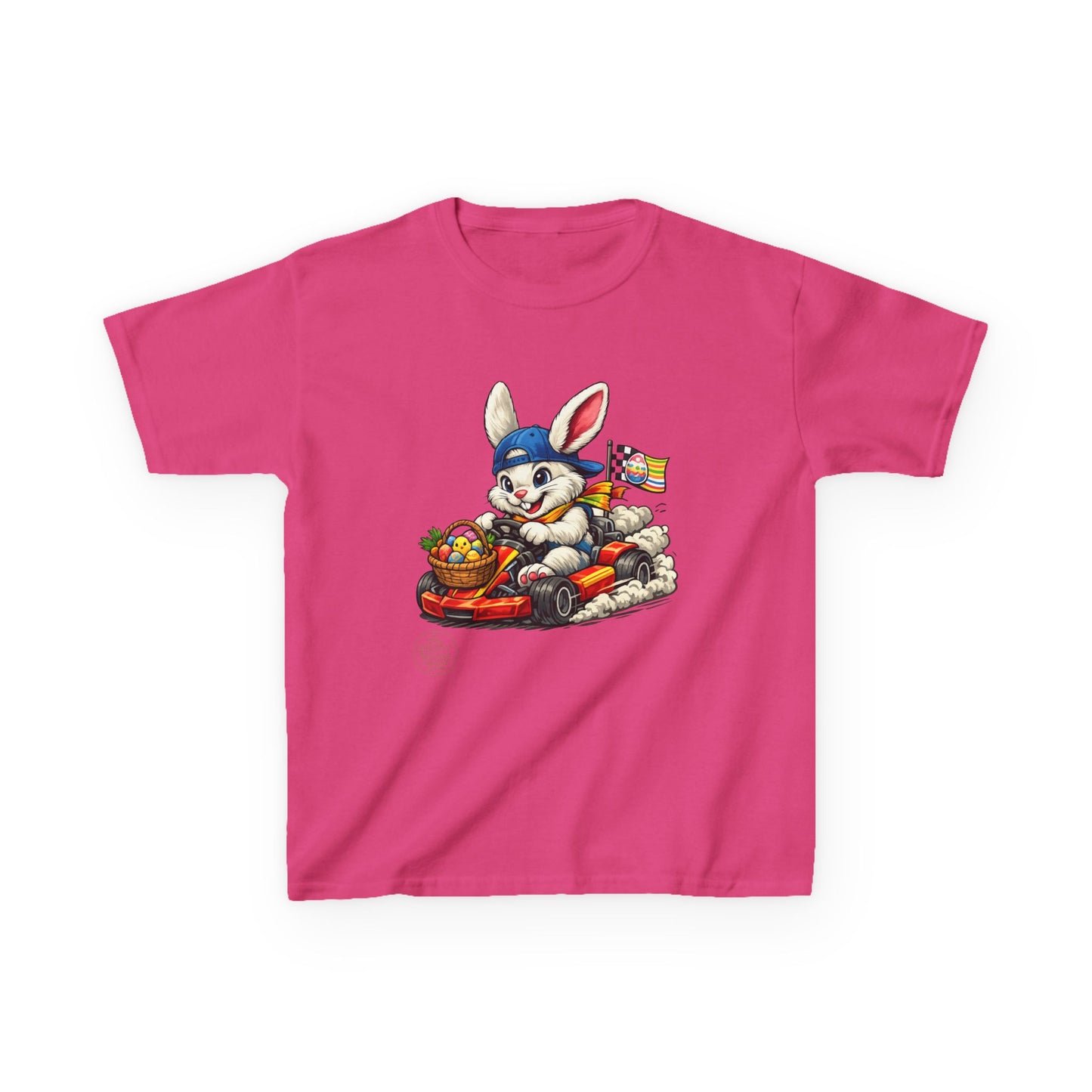 Kids Bunny Go-Kart Tee – Easter Bunny Racing with Candy Basket