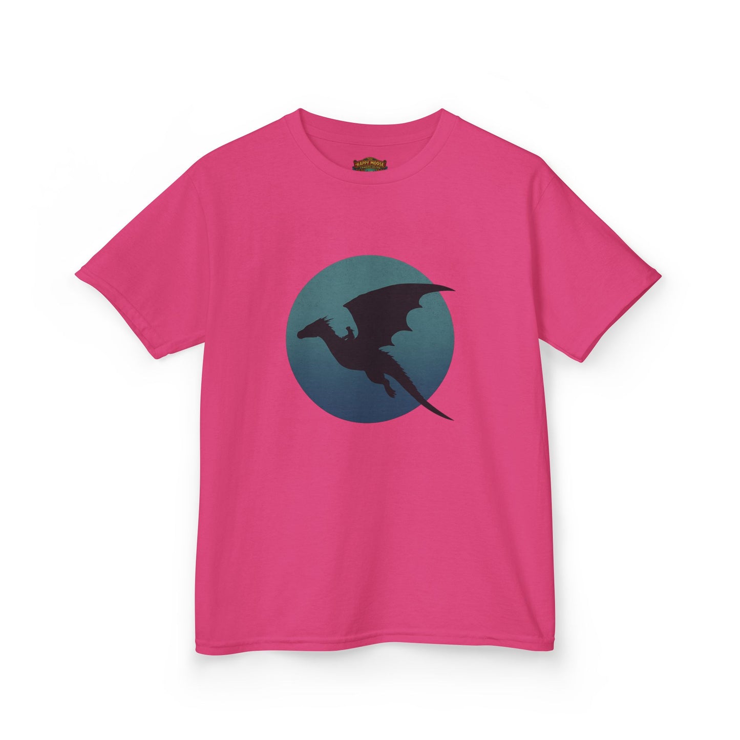 Kids Dragon Silhouette Tee — Fantasy Dragon Circle Graphic Shirt
