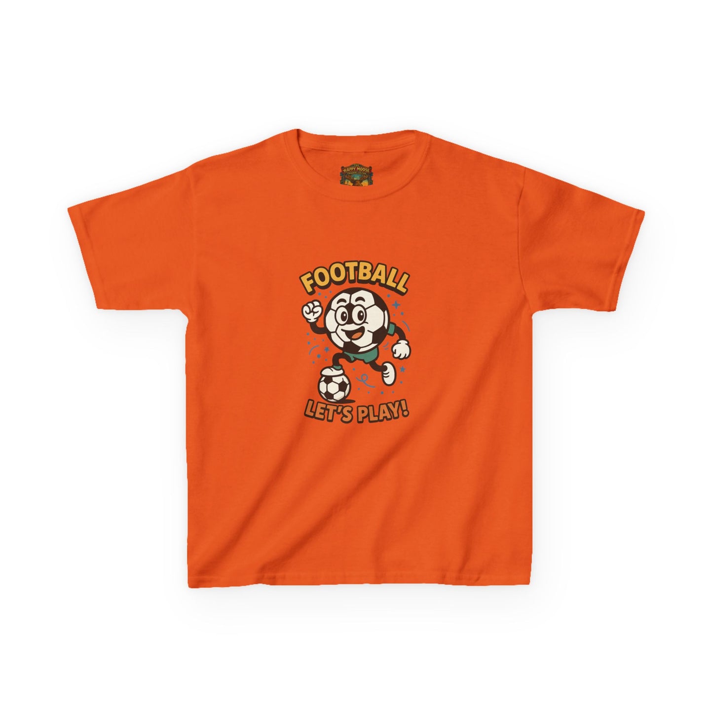 Kids Football Tee — "Football Let's Play" Retro Cartoon Soccer Shirt