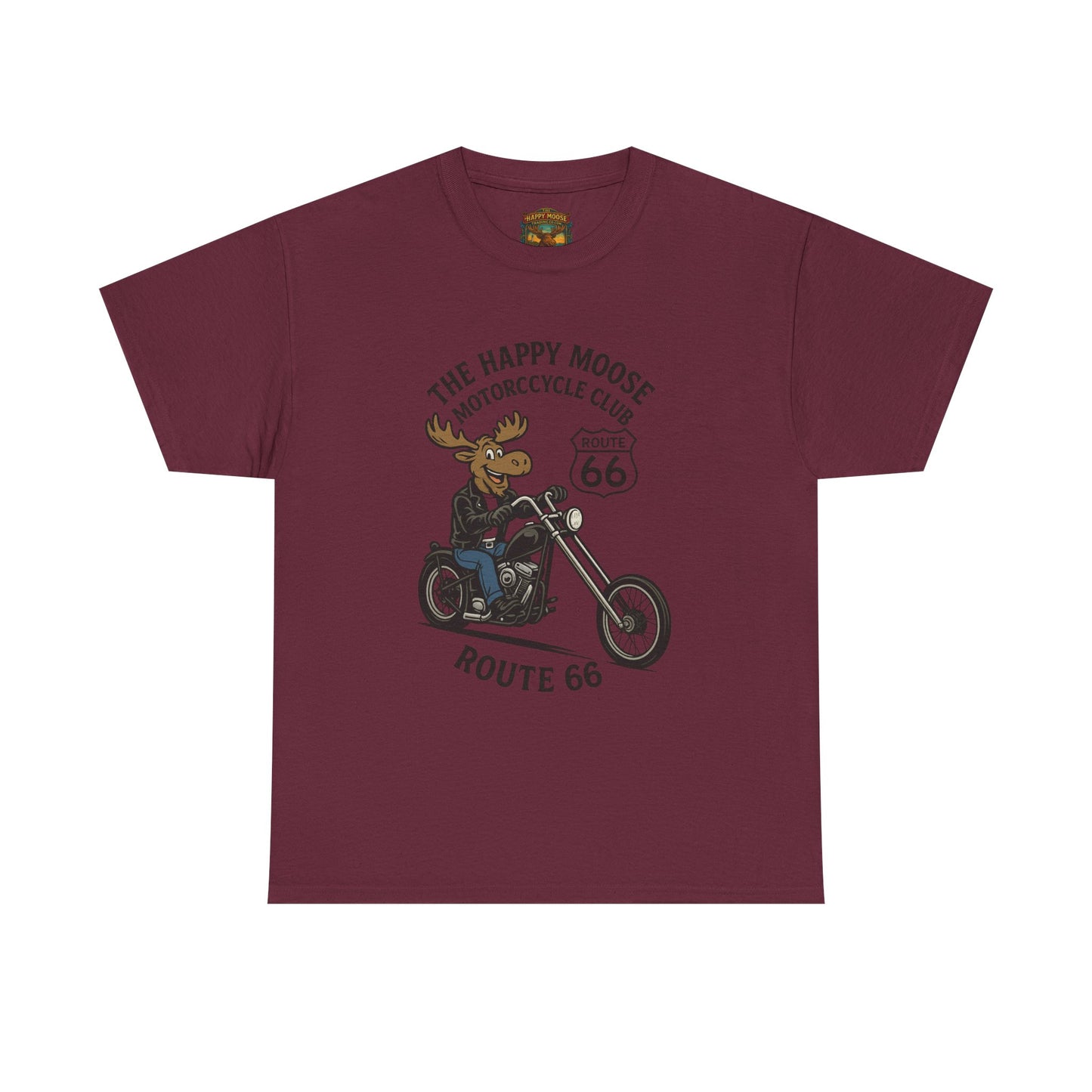 Happy Moose Motorcycle Club Route 66 T-Shirt | Moose Biker Tee