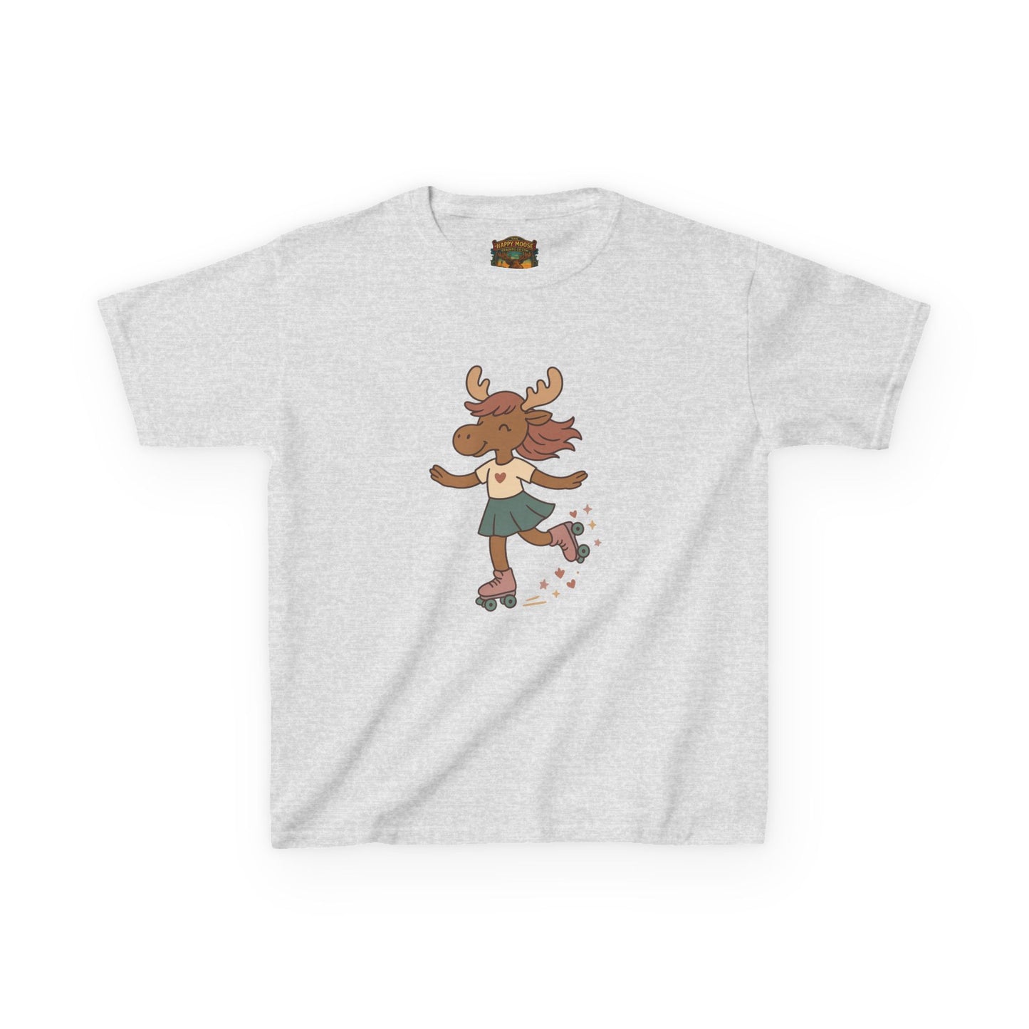 Kids Tee — Cute Roller-Skating Moose Girl Graphic