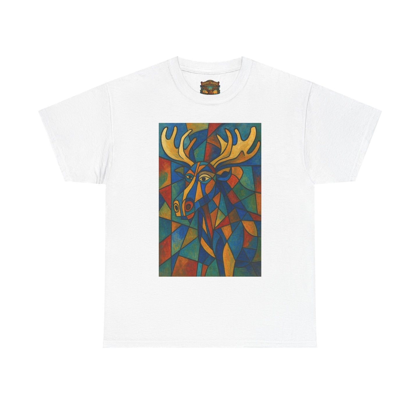 Picasso Moose T‑Shirt — Colorful Geometric Woodland Art Tee