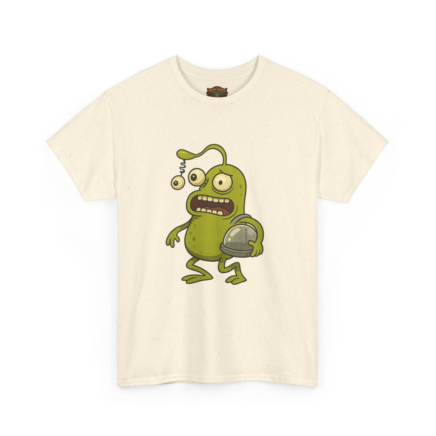 Green Alien Cartoon Tee | Funny Space Monster Illustration B