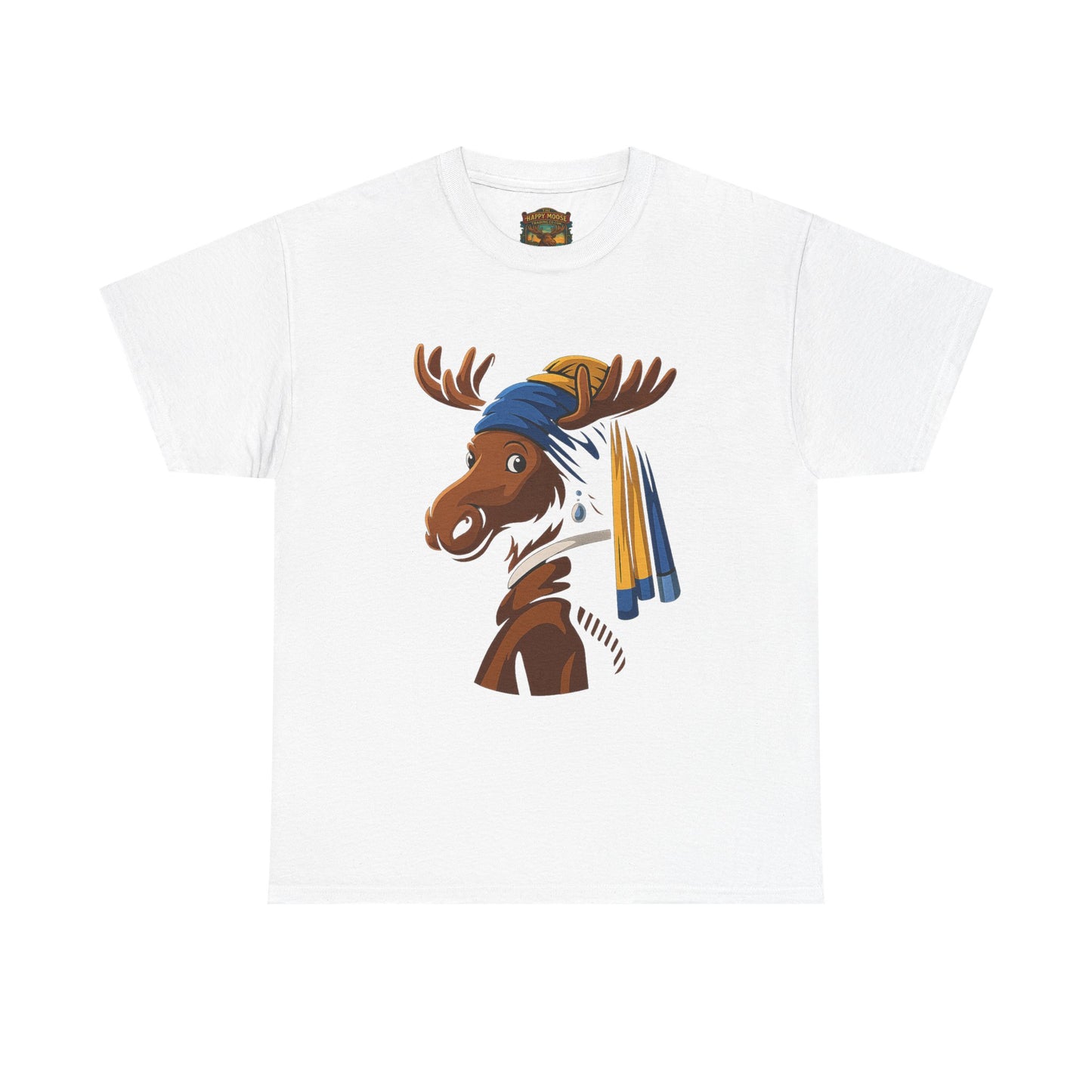 The Moose With The Pearl Earring Graphic Tee — Playful Moose with Headwrap T-Shirt