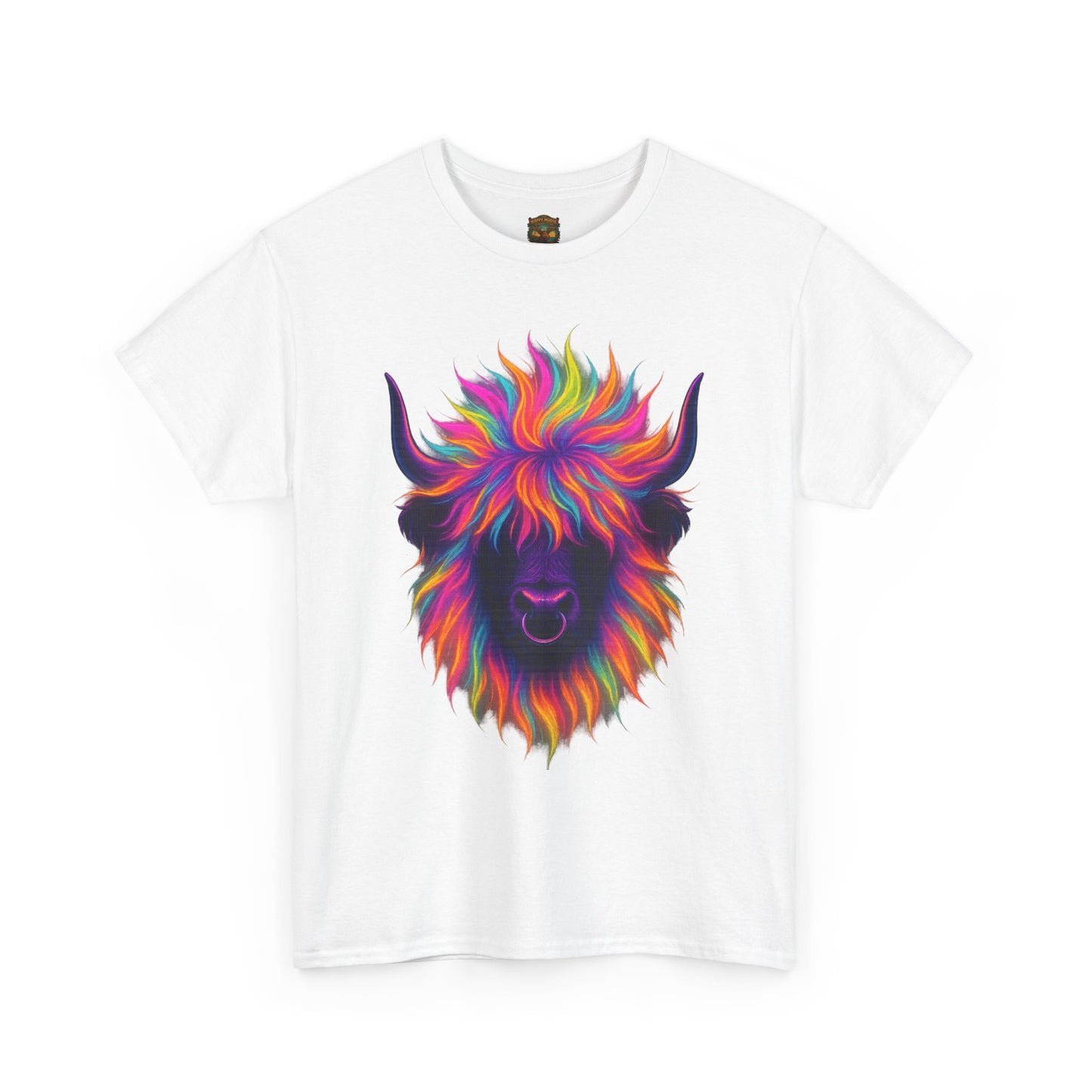 Colorful Highland Cow T-Shirt — Vibrant Rainbow Yak Graphic Tee