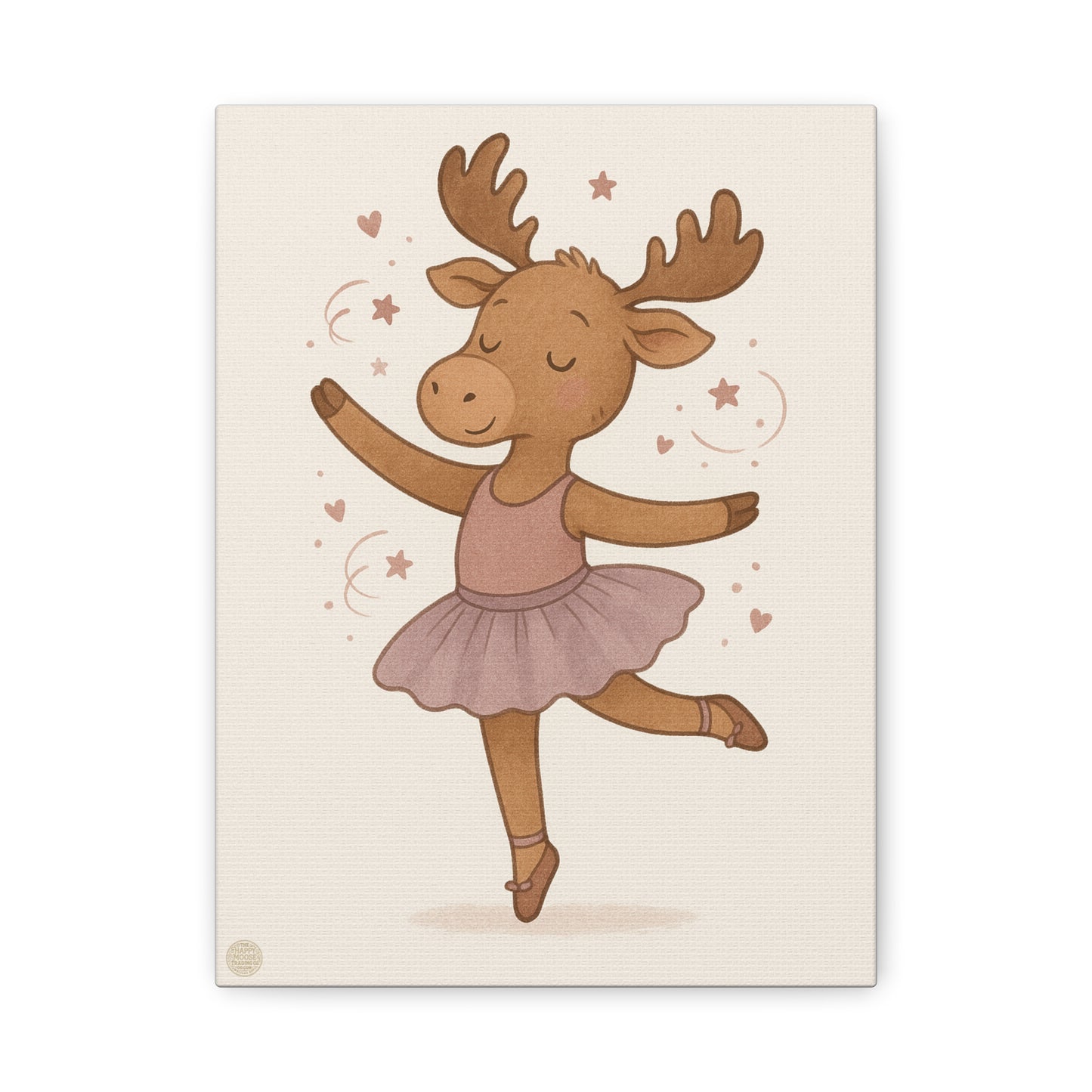 Ballet Moose Nursery Canvas Art – Cute Ballerina Animal Wall Decor