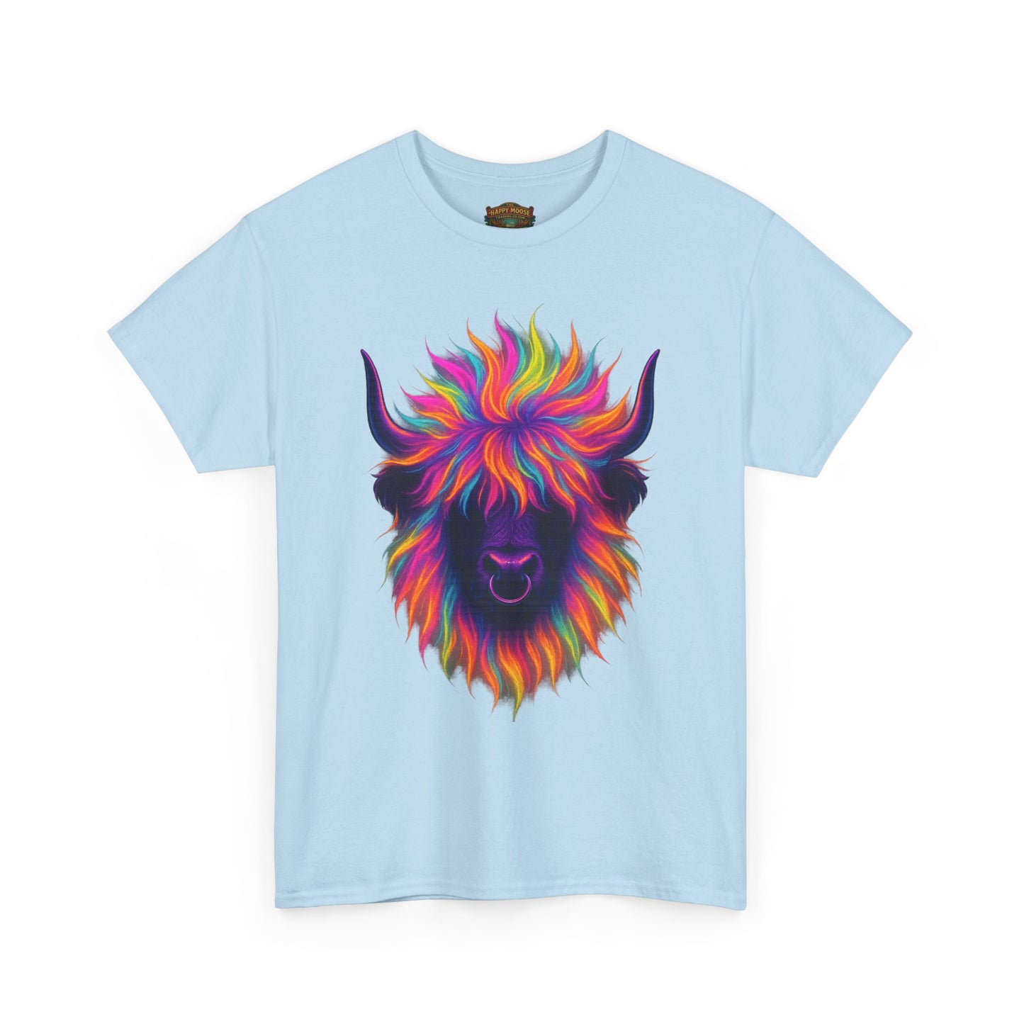 Colorful Highland Cow T-Shirt — Vibrant Rainbow Yak Graphic Tee