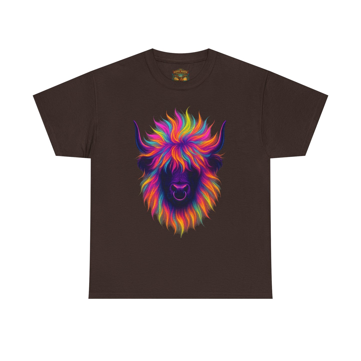 Colorful Highland Cow T-Shirt — Vibrant Rainbow Yak Graphic Tee