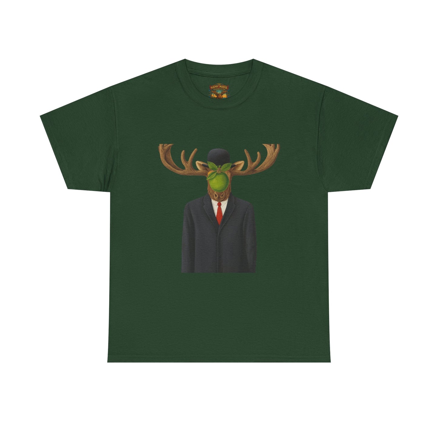 Surreal Moose Head Suit T‑Shirt — 'Man with Antlers' Artistic Graphic Tee