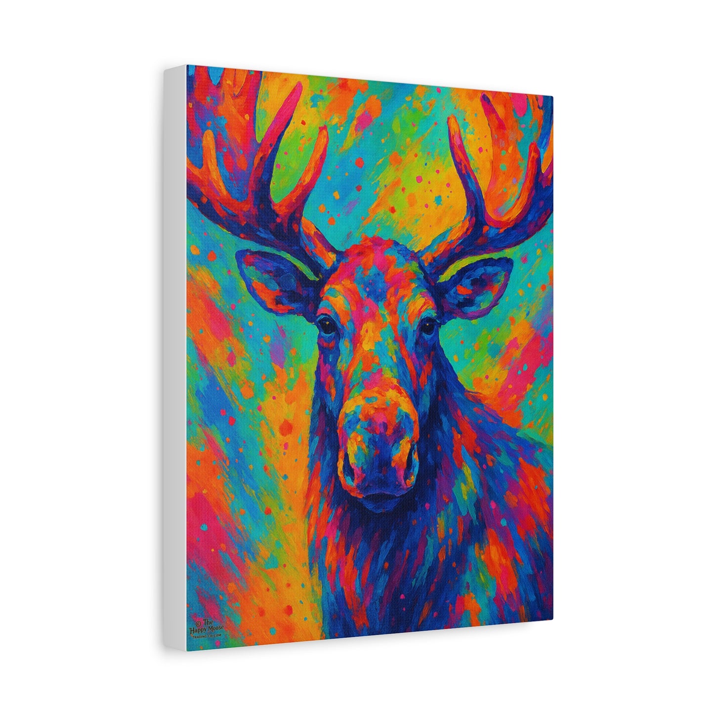 Colorful Moose Wall Art Canvas — Vibrant Wildlife Stretched Matte Canvas