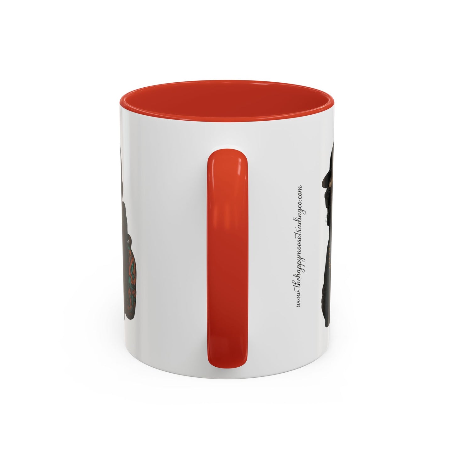 Pug Mug — Red Accent Coffee Mug with Hipster Pug Illustration (11/15oz)